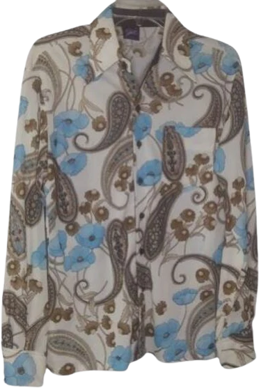 60s Floral Paisley Point Collar Button Down By Joel California