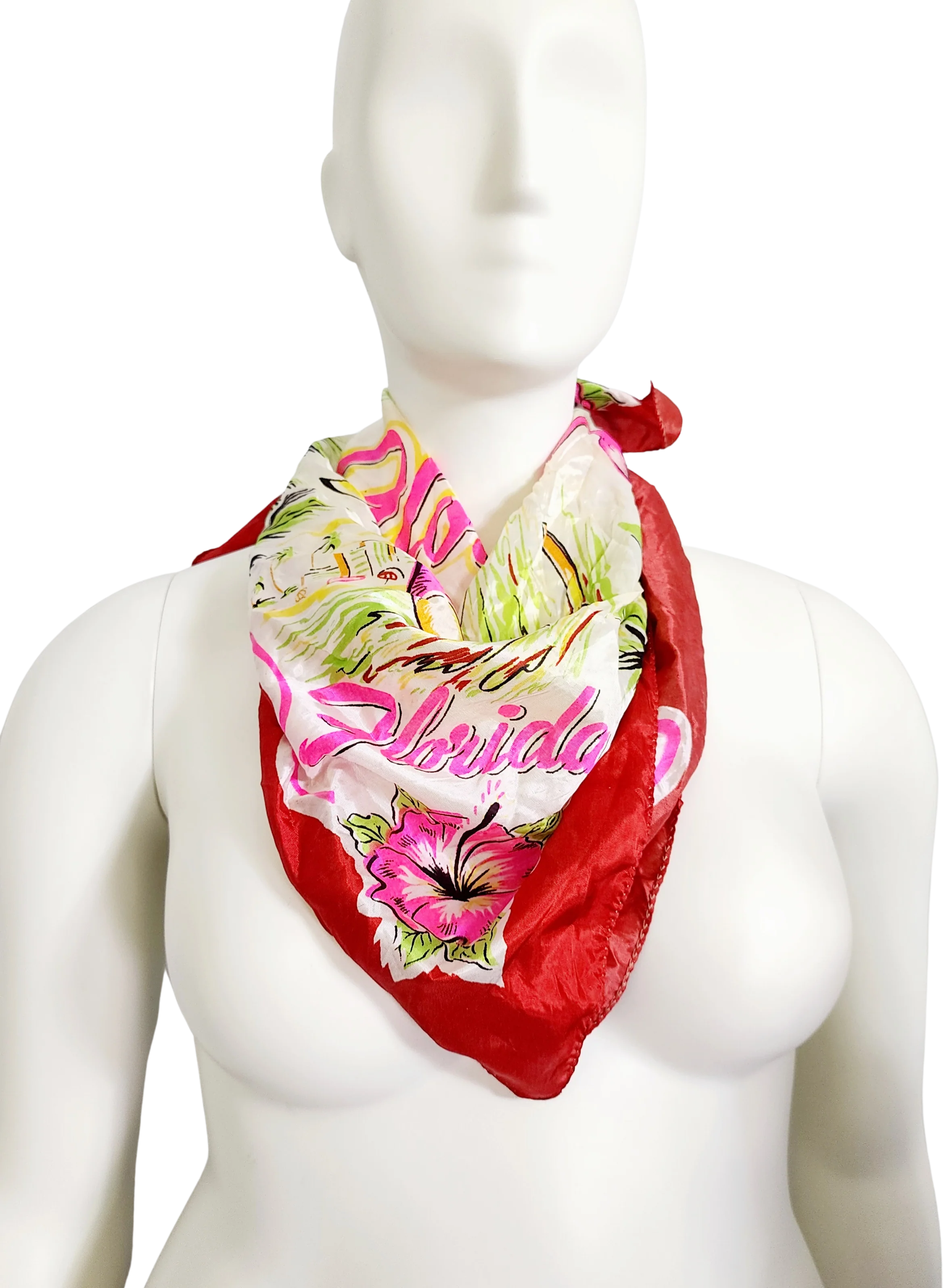 60s Florida Theme Square Scarf Pinup Detail