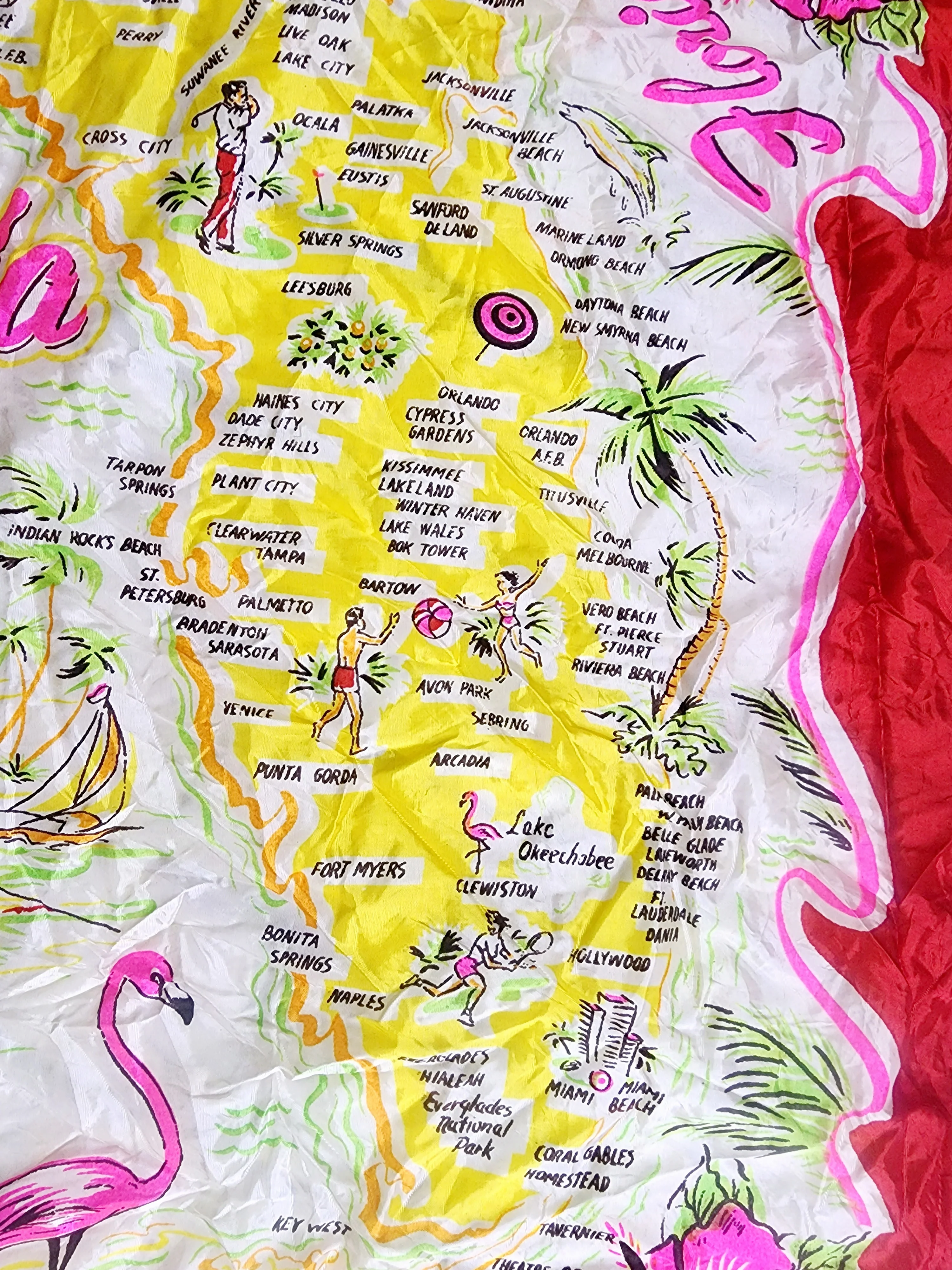 60s Florida Theme Square Scarf Pinup Detail - Image 5