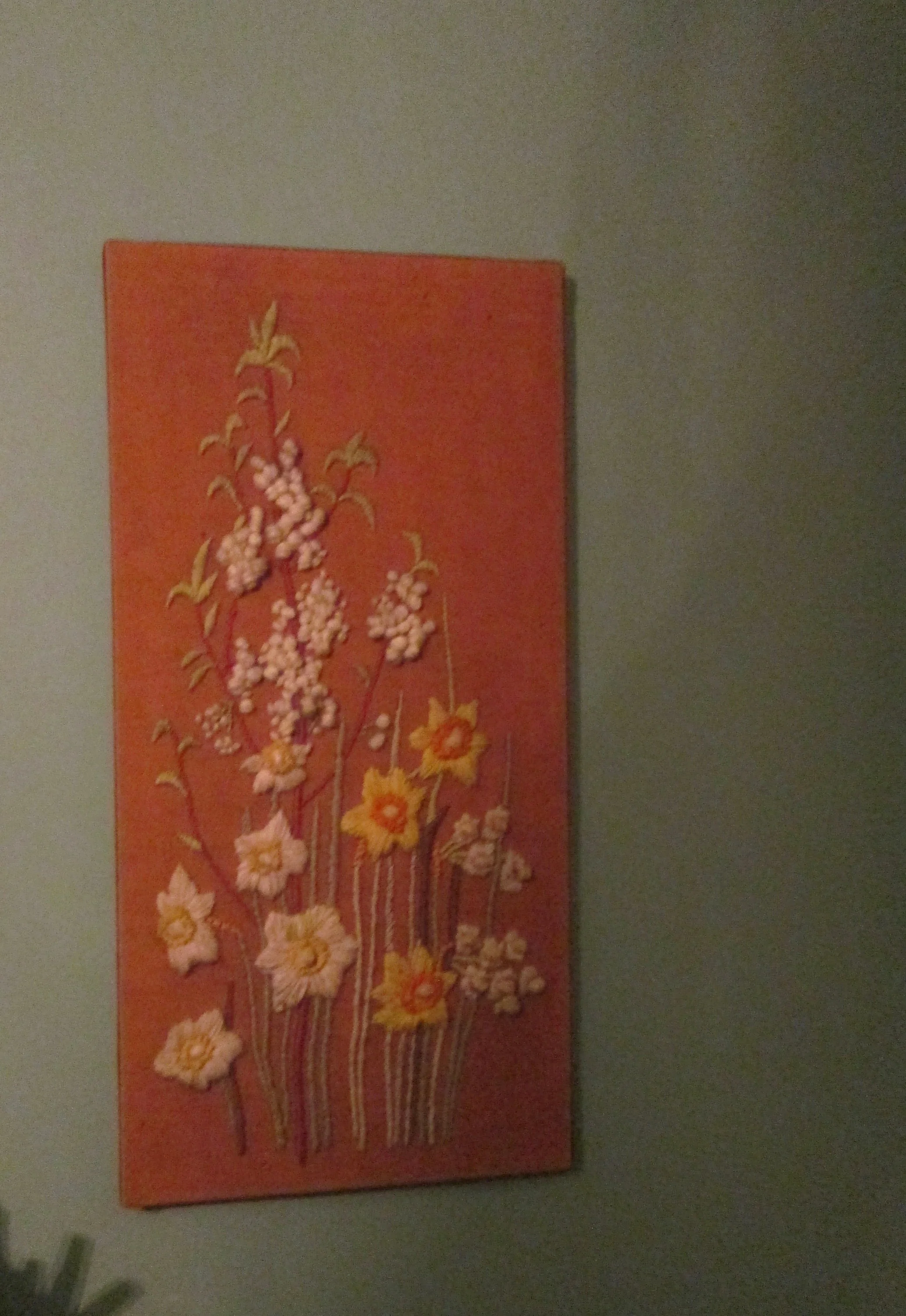 60s Flower Embroidery Fiber Art Columbia Minerva Corp - Image 3