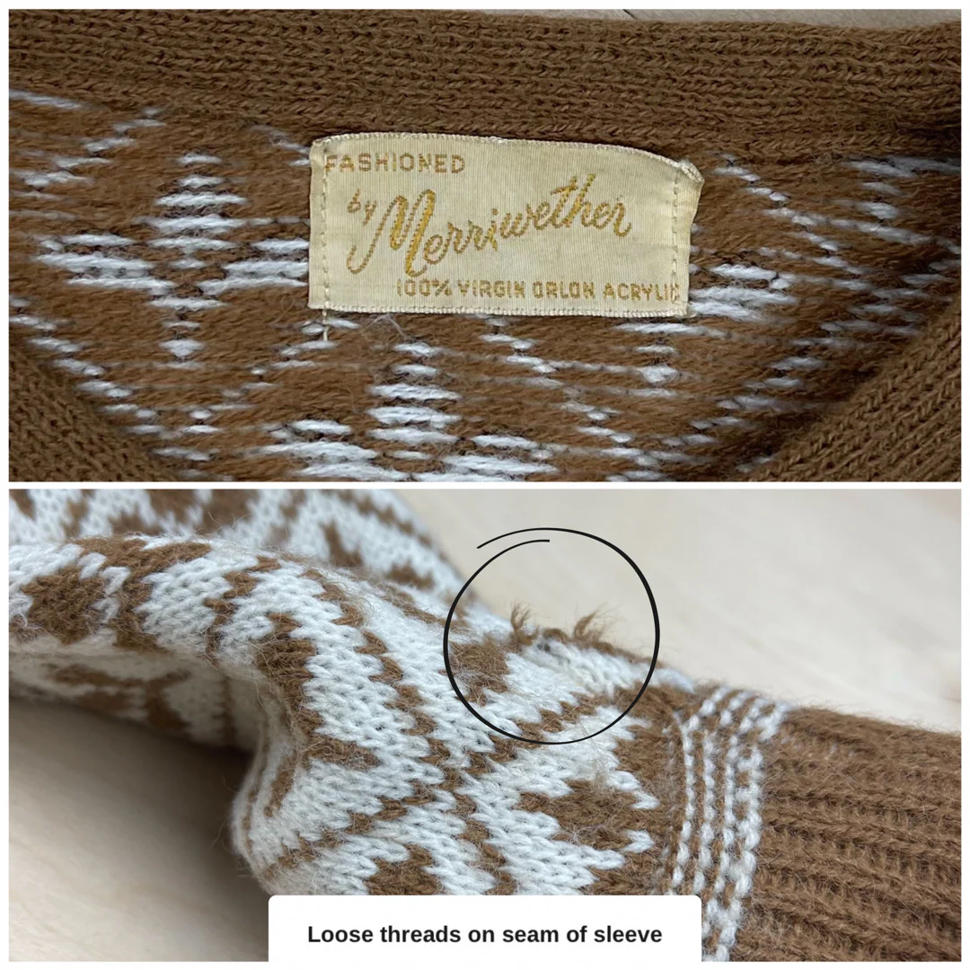 60s Ginger And Cream Leaf Print Cardigan By Fashioned by Merriwether - Image 5