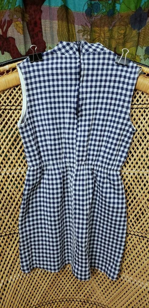 60s Girls Blue Gingham Dress - Image 6