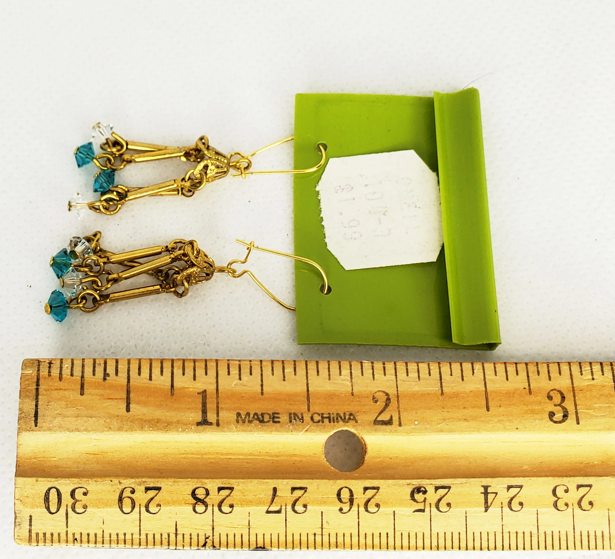 60s Gold And Rhinestone Dangle Earrings By Rembrandt - Image 5