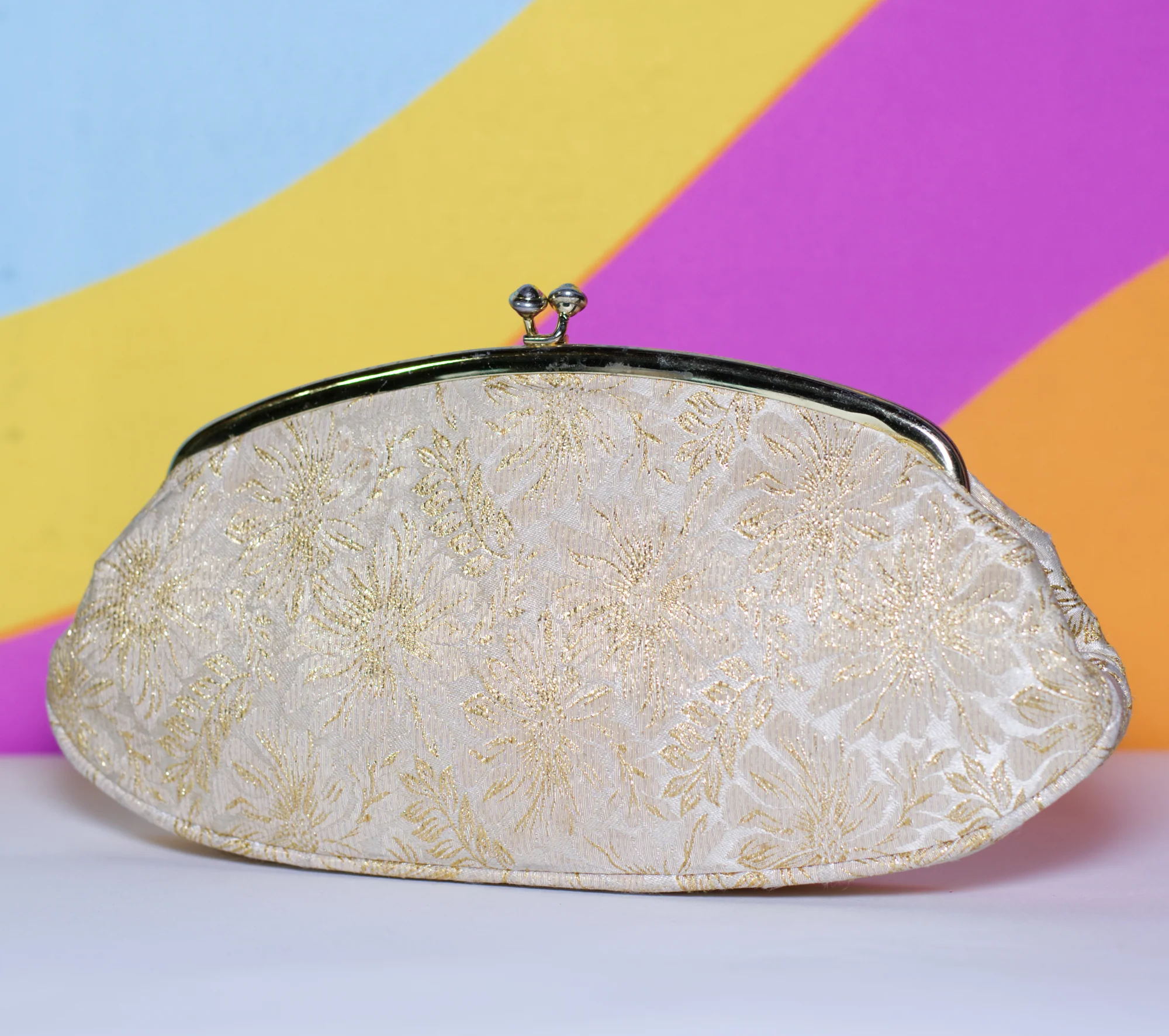 60s Gold Brocade Clutch Handbag By Kadin - Image 3