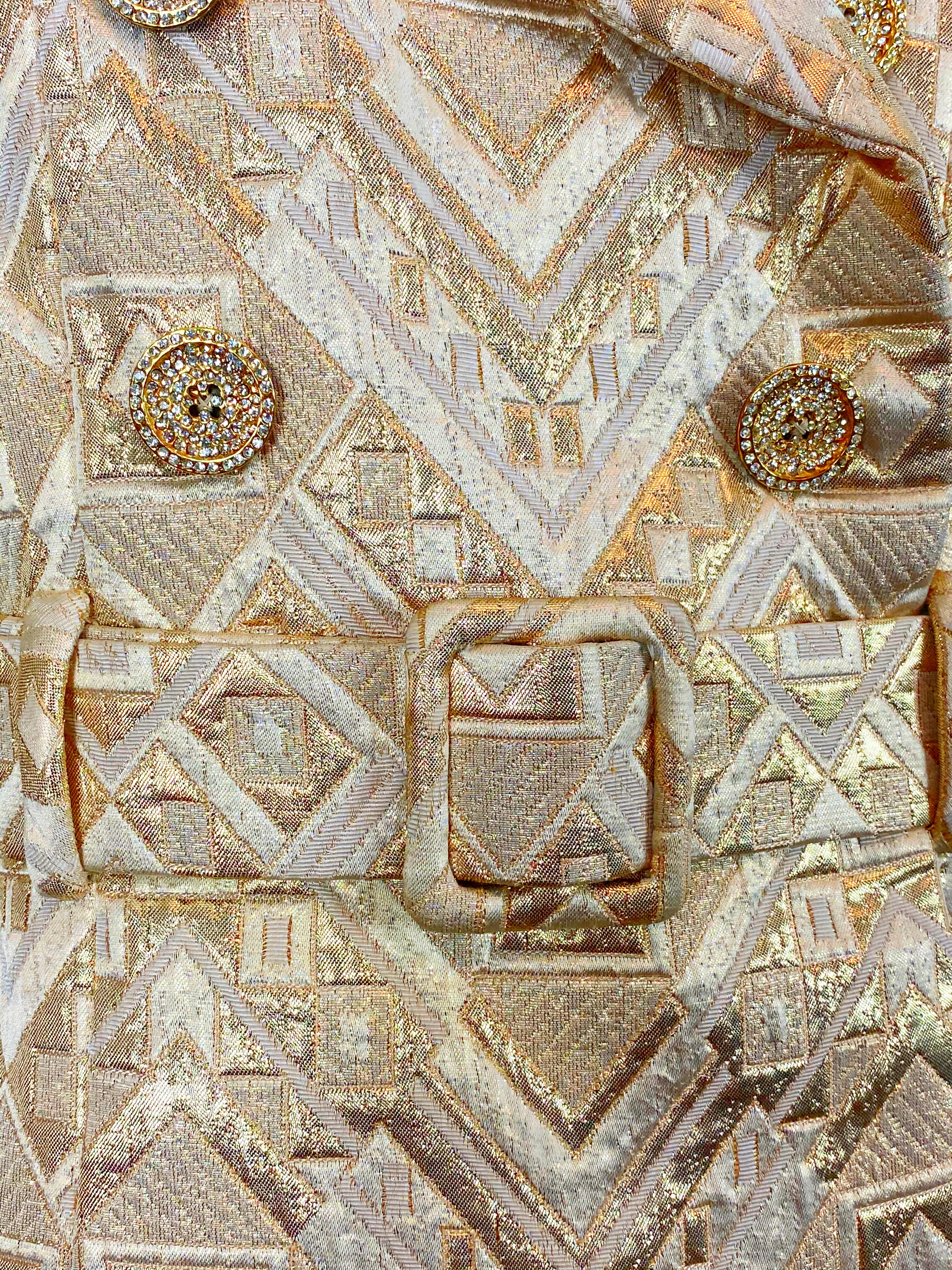 60s Gold Brocade Cocktail Dress By Bob Bugnand for Sam Friedlander - Image 4
