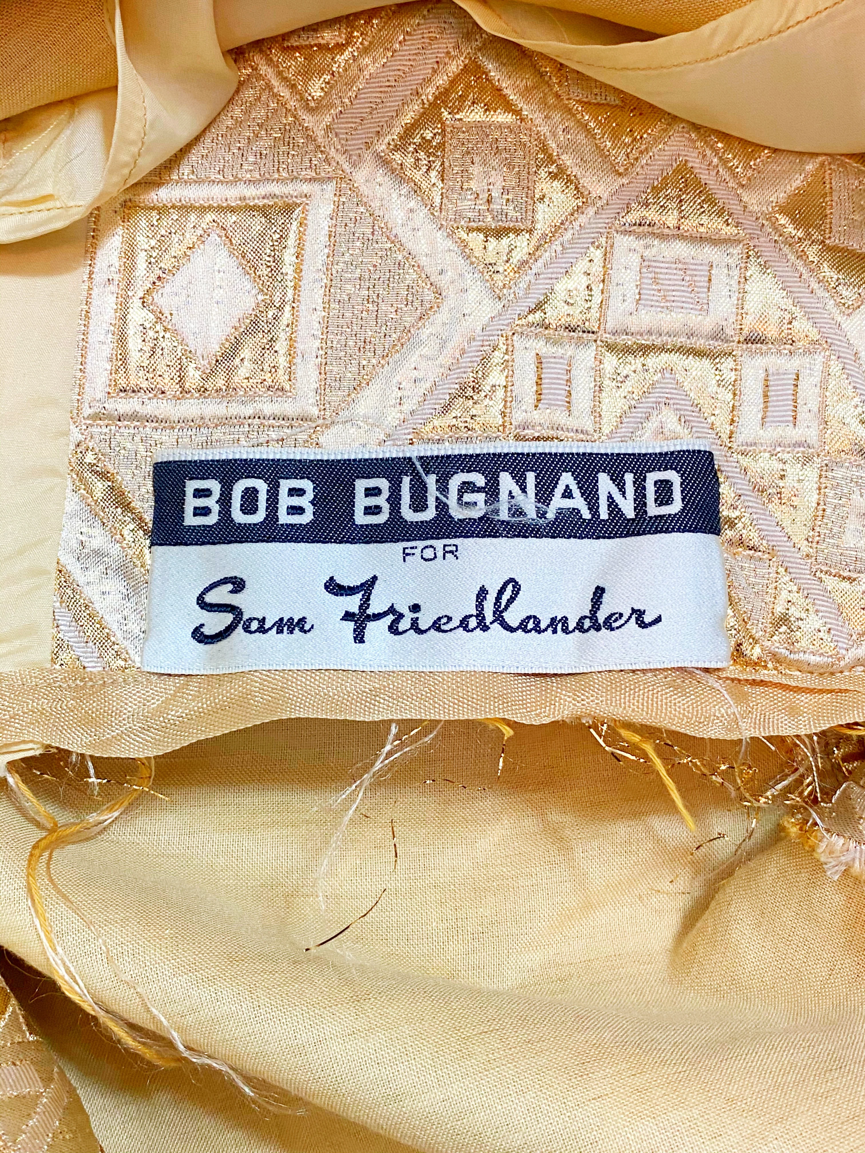 60s Gold Brocade Cocktail Dress By Bob Bugnand for Sam Friedlander - Image 7