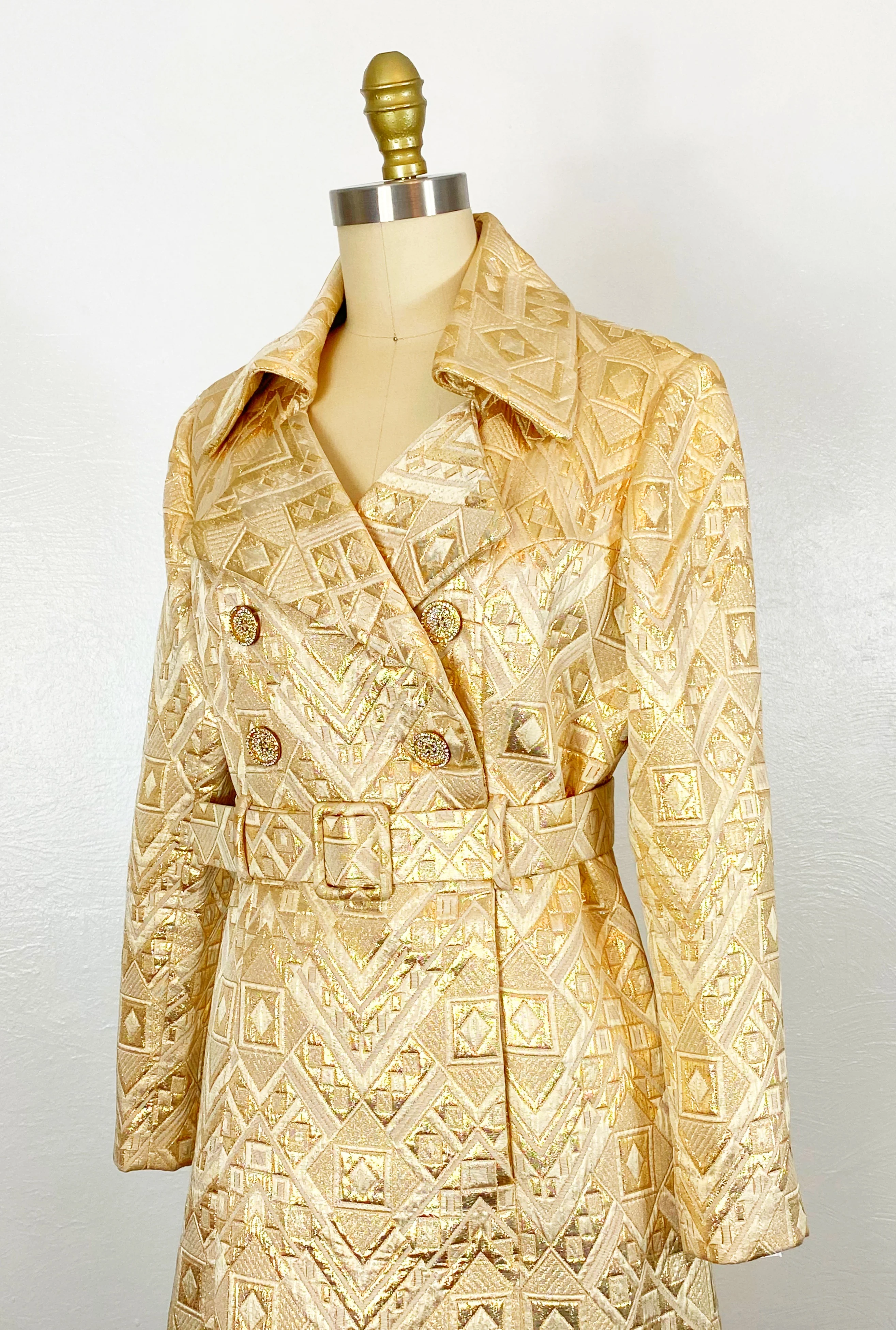 60s Gold Brocade Cocktail Dress By Bob Bugnand for Sam Friedlander - Image 8