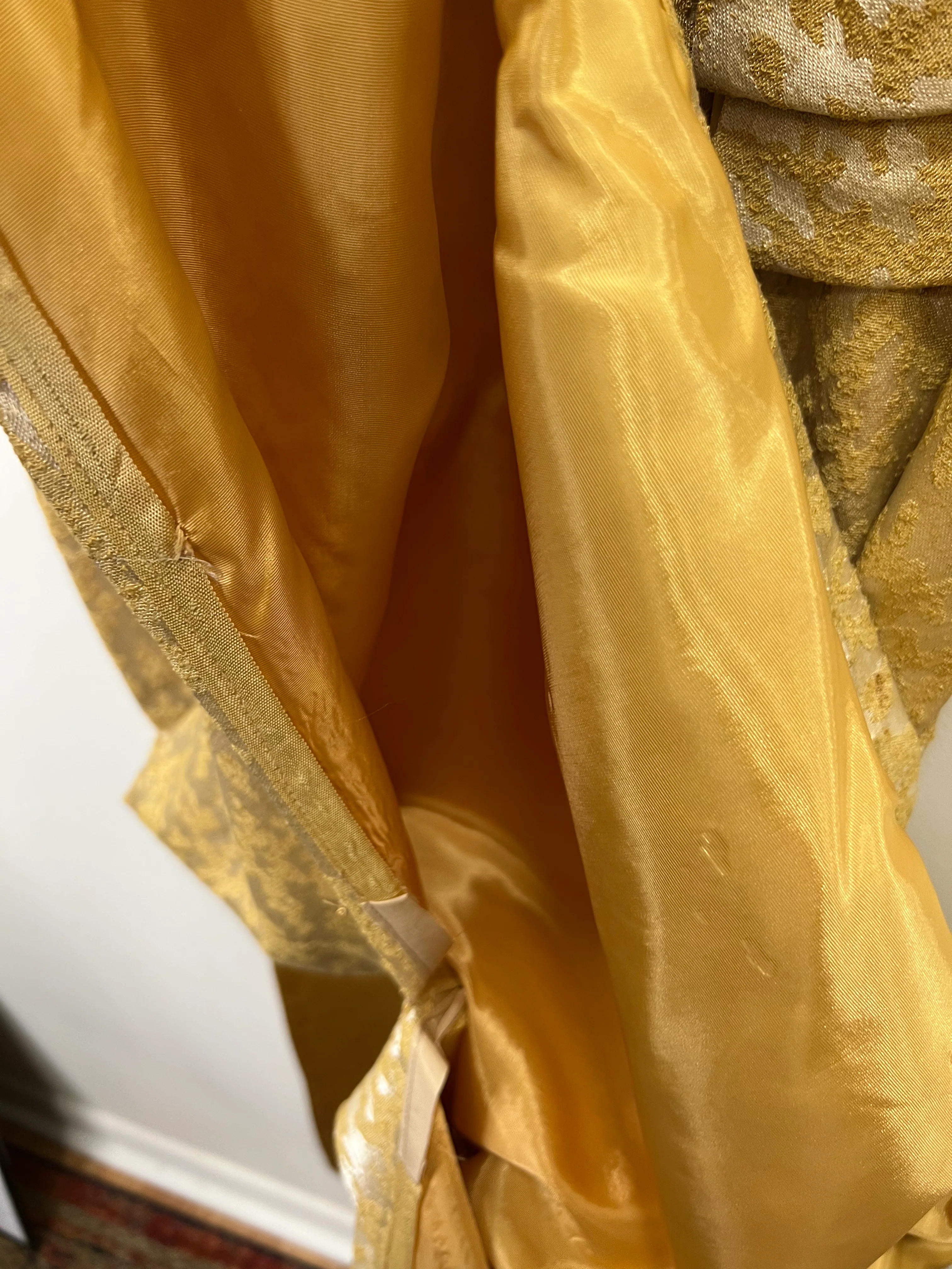 60s Gold Brocade Empire Waist Made In Usa Union Label - Image 11