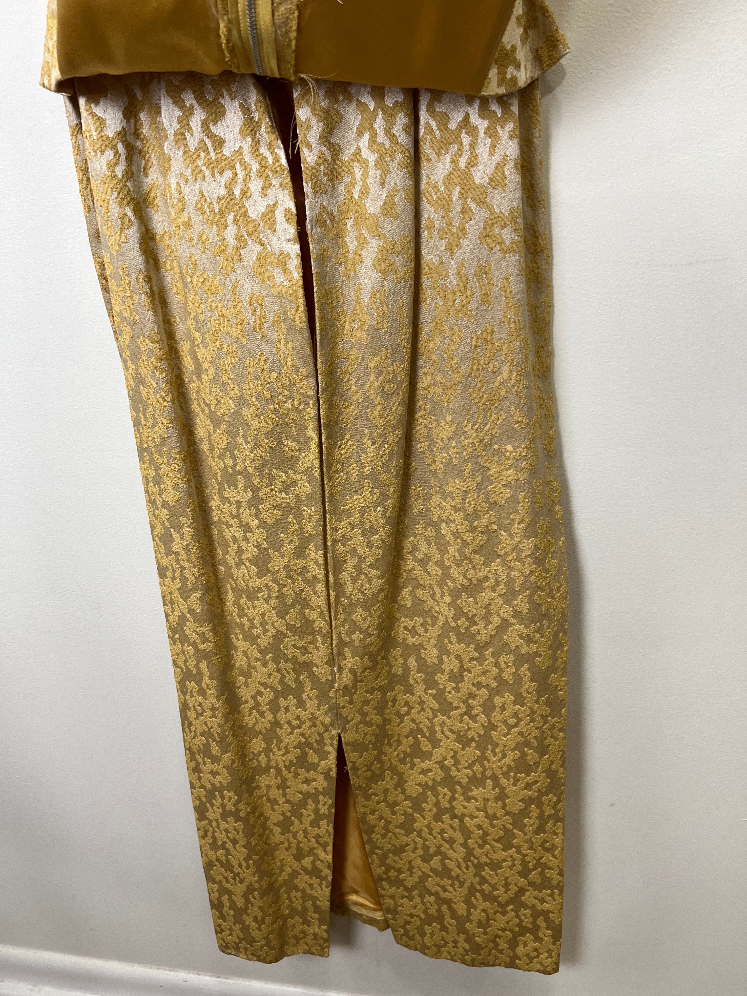 60s Gold Brocade Empire Waist Made In Usa Union Label - Image 4