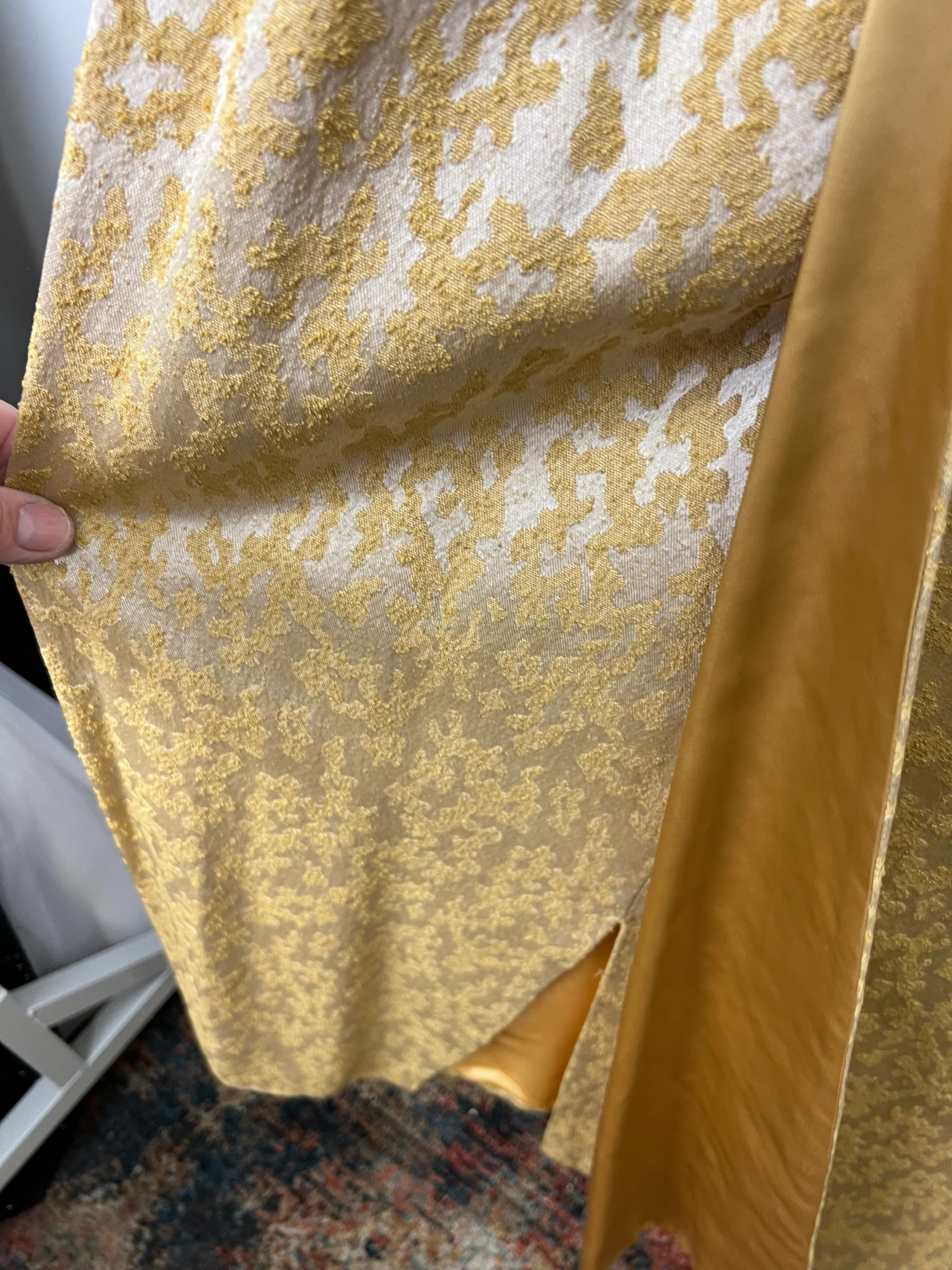 60s Gold Brocade Empire Waist Made In Usa Union Label - Image 8