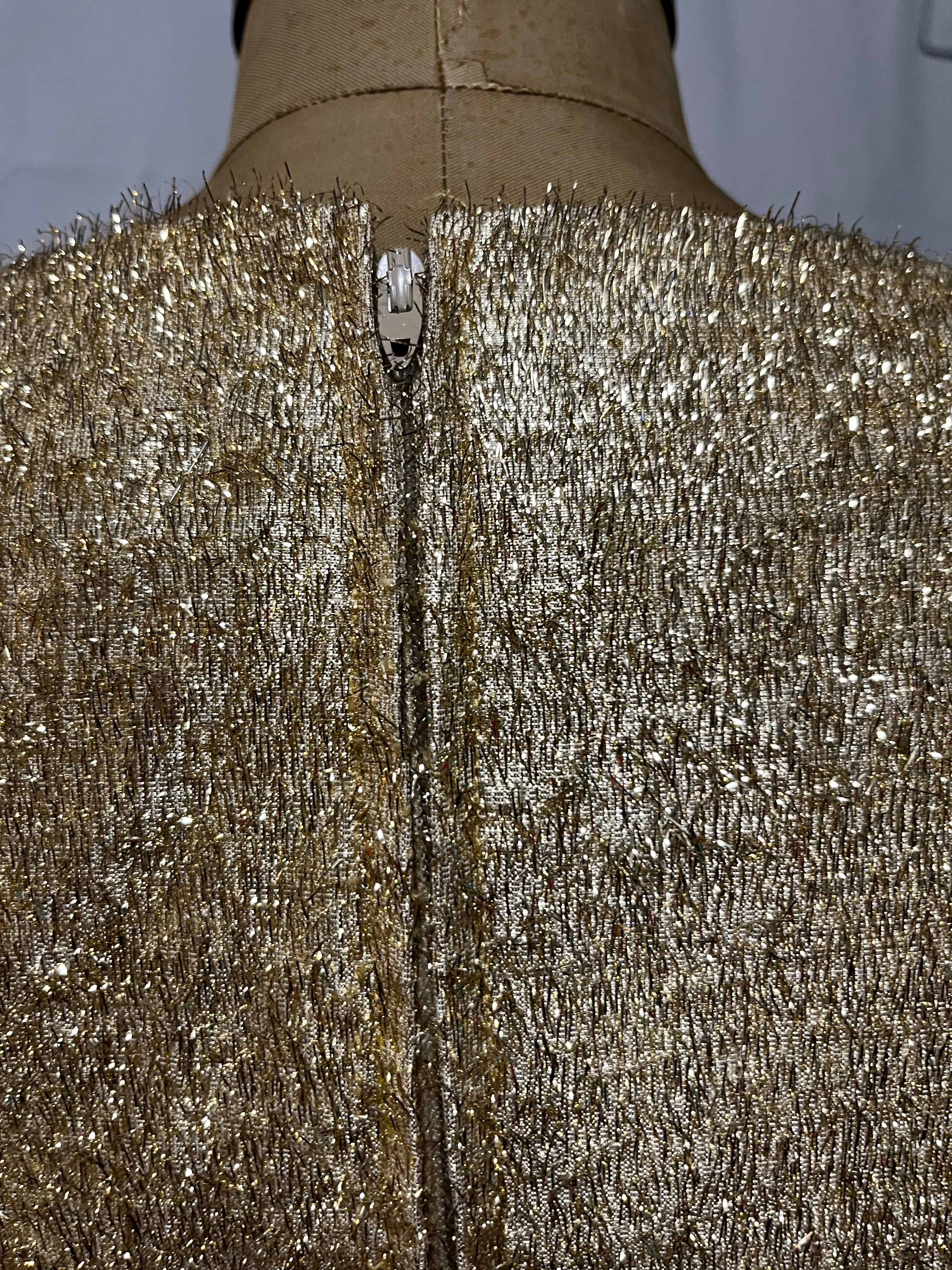 60s Gold Eyelash Micro Mini With Bell Sleeves - Image 5