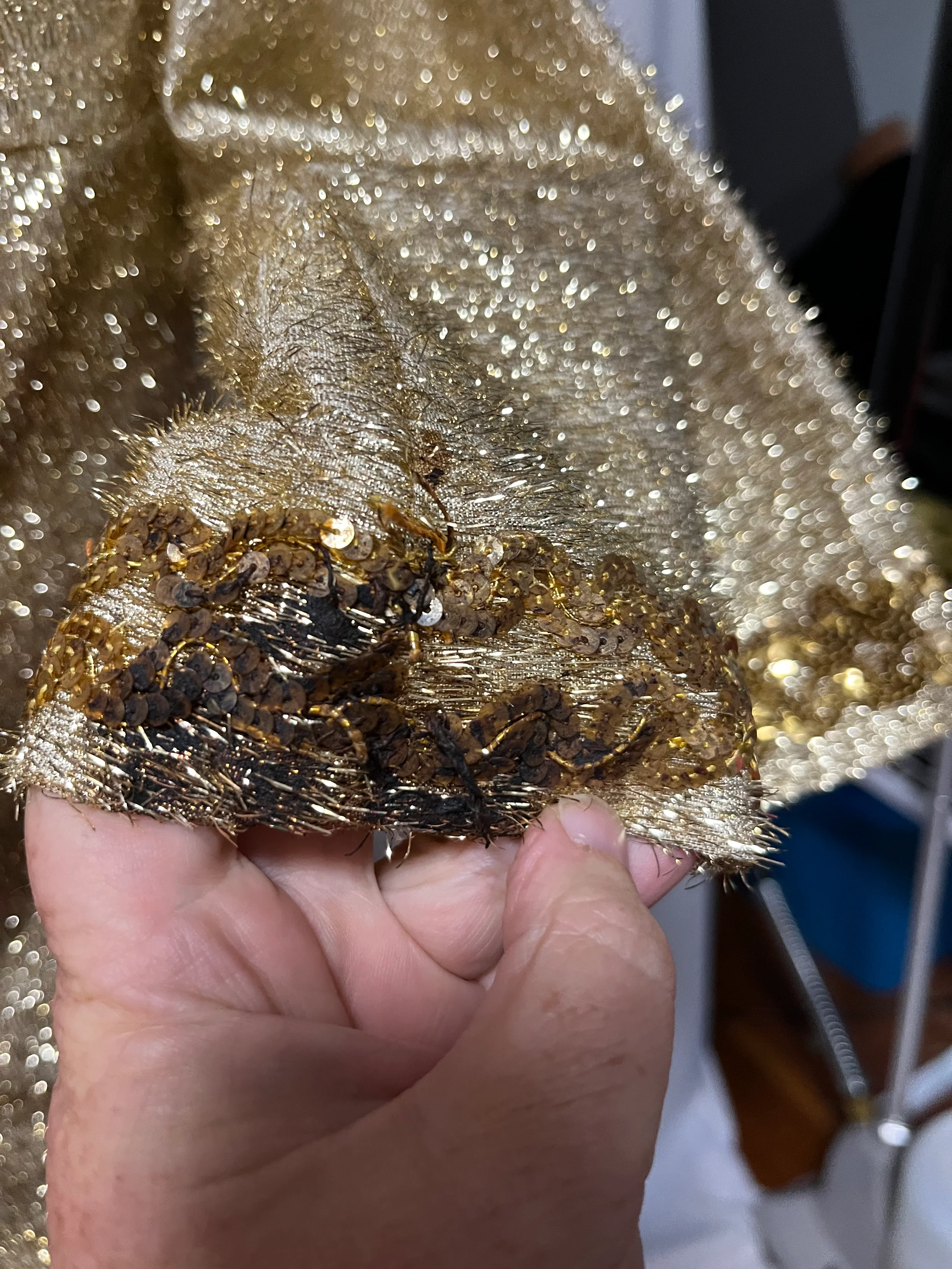 60s Gold Eyelash Micro Mini With Bell Sleeves - Image 7
