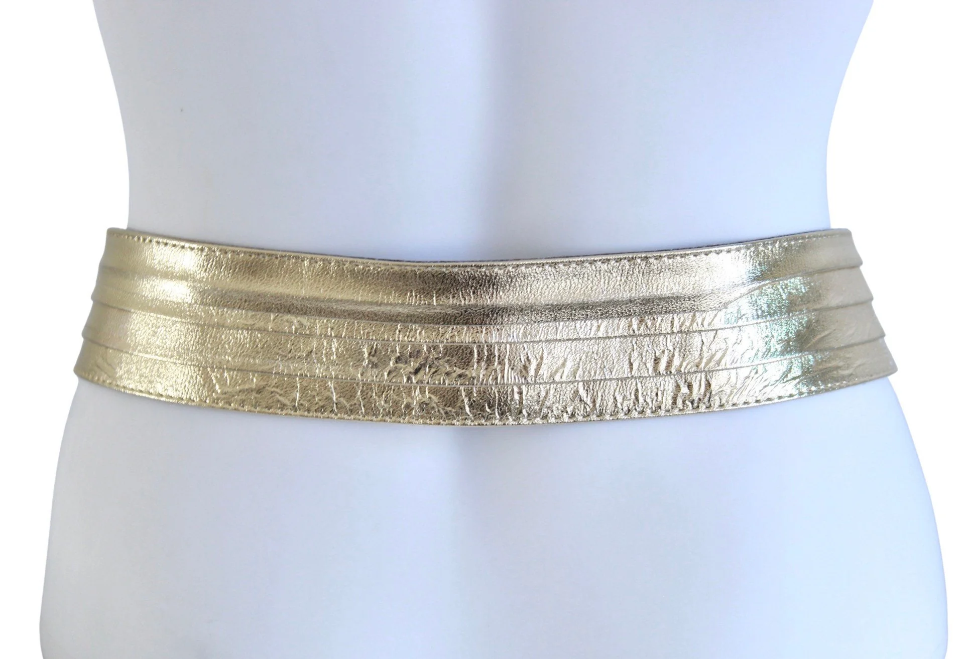 60s Gold Lame Fashion Belt with Large Gold Buckle - Image 9
