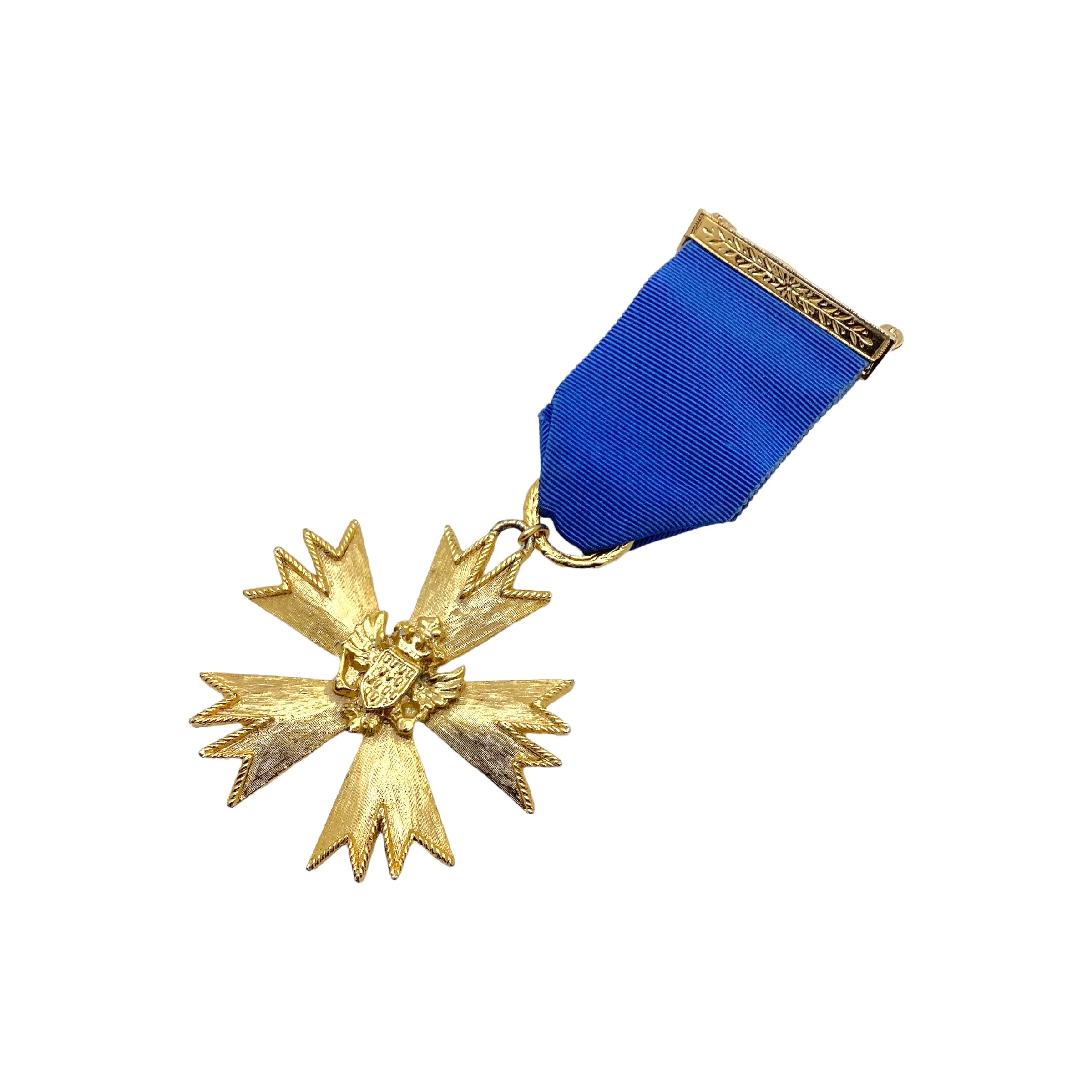 60s Gold Plated Medal Brooch Pin By Sphinx - Image 3