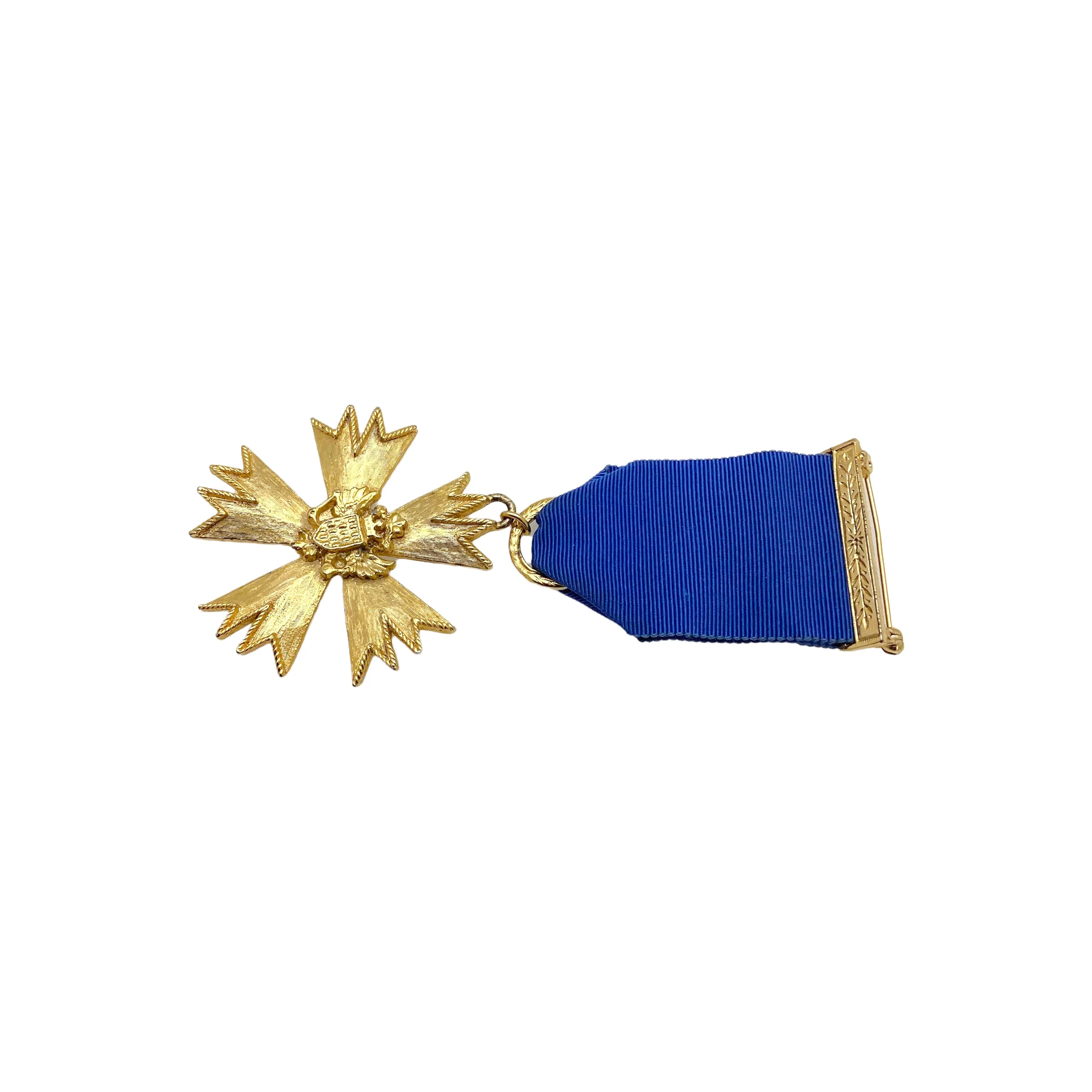 60s Gold Plated Medal Brooch Pin By Sphinx - Image 4