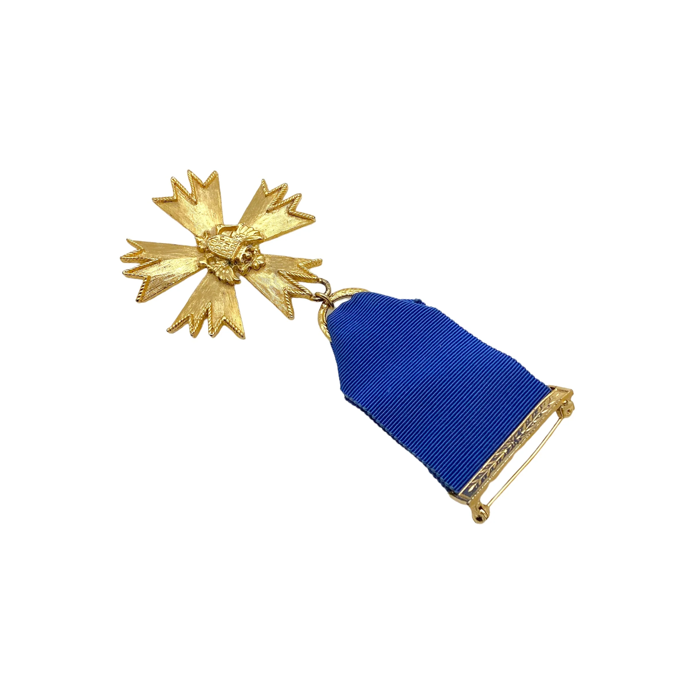 60s Gold Plated Medal Brooch Pin By Sphinx - Image 5