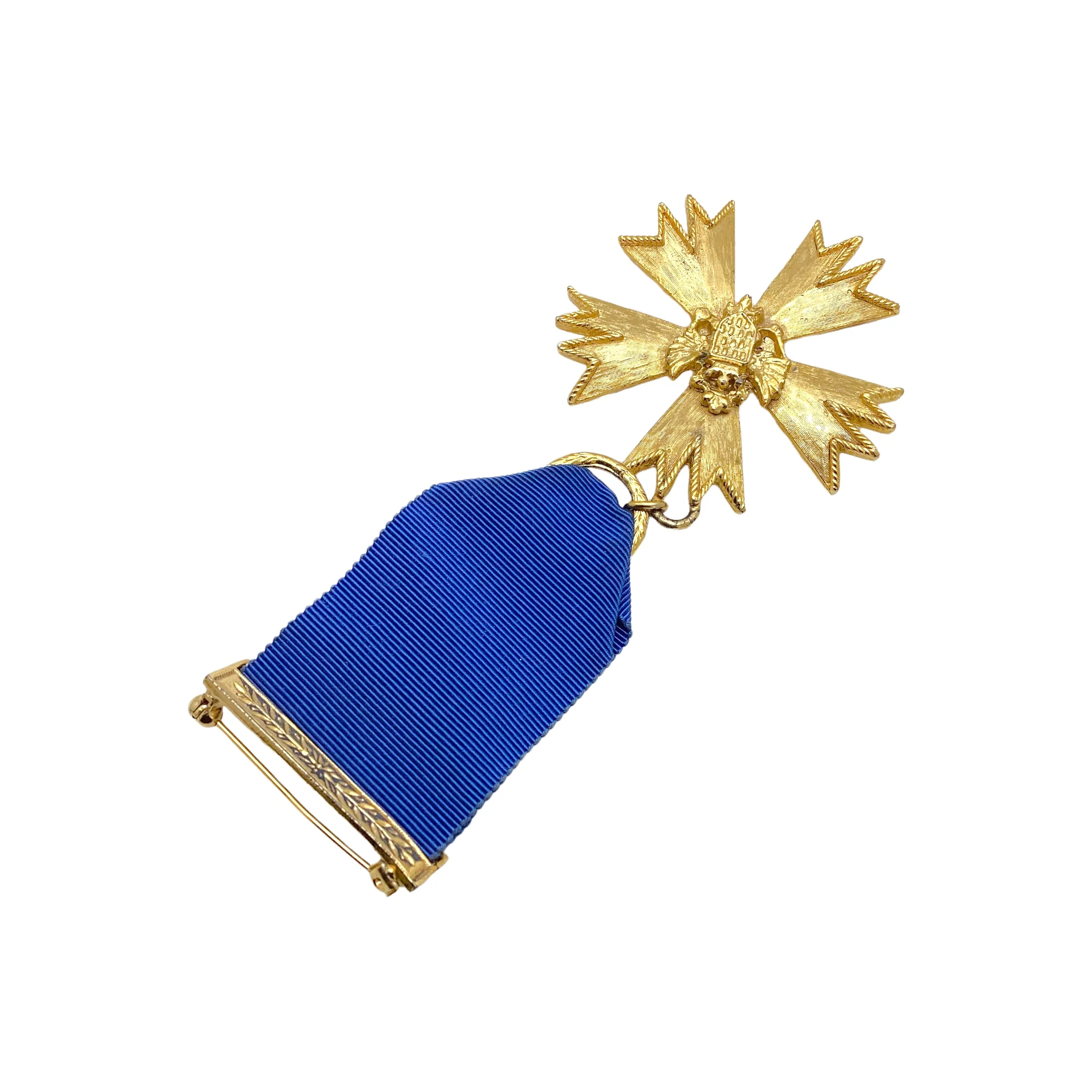 60s Gold Plated Medal Brooch Pin By Sphinx - Image 7