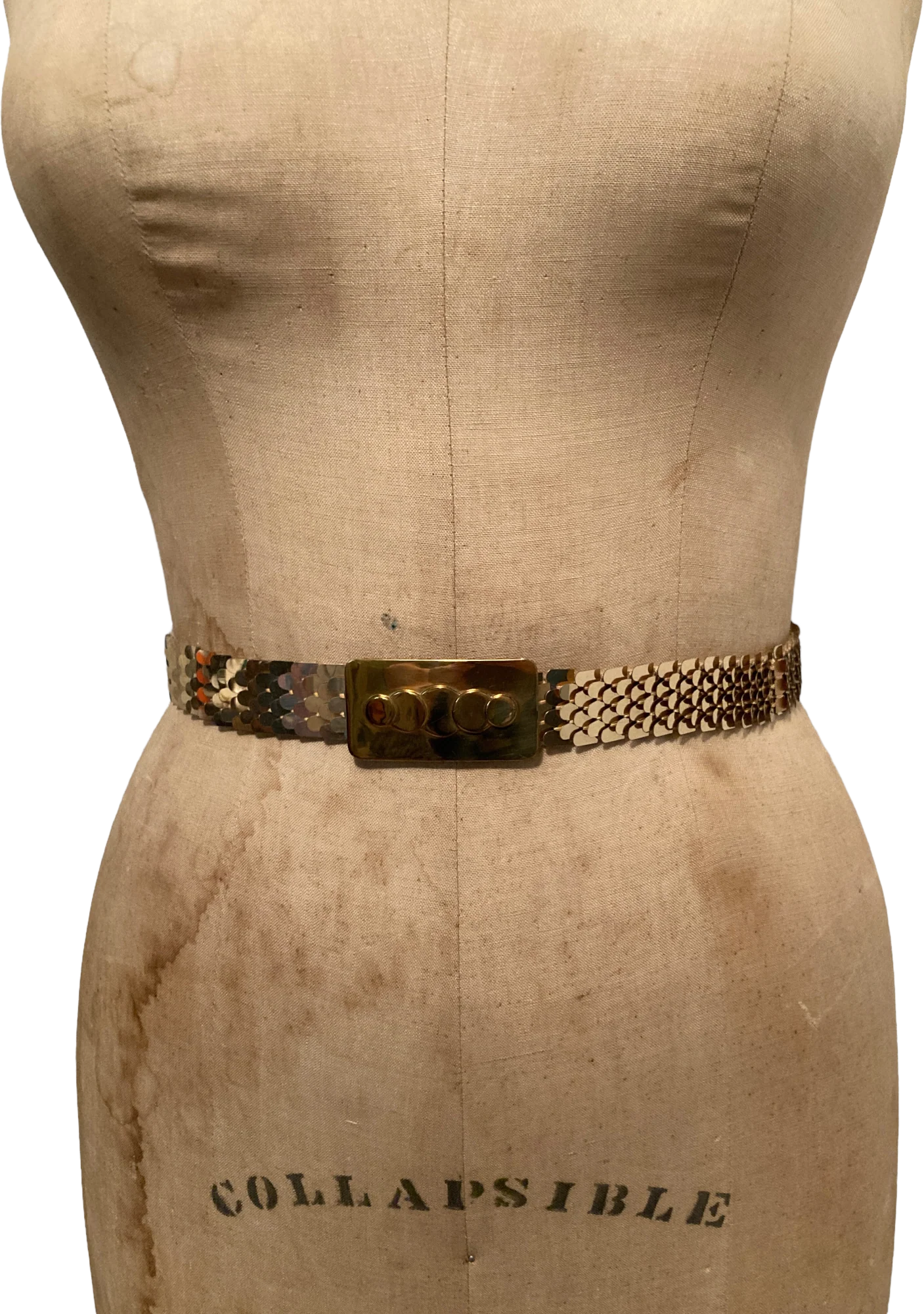 60s Gold-tone Mod Stretchy Belt By Garay