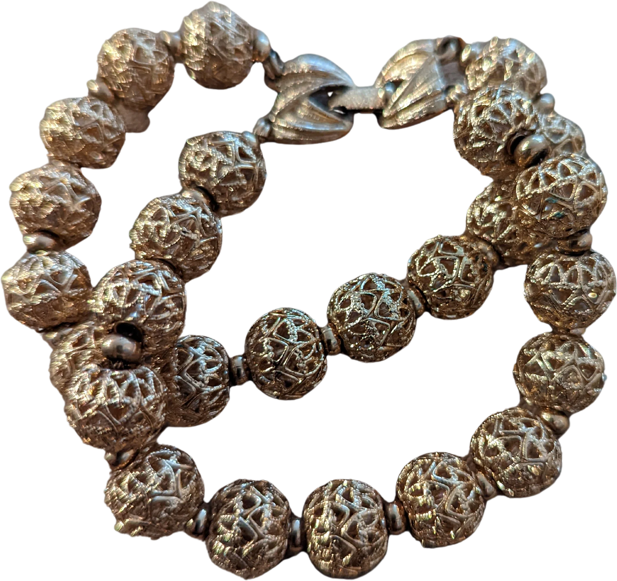60s Golden Decorative Beaded Bracelet By Monet - Image 2