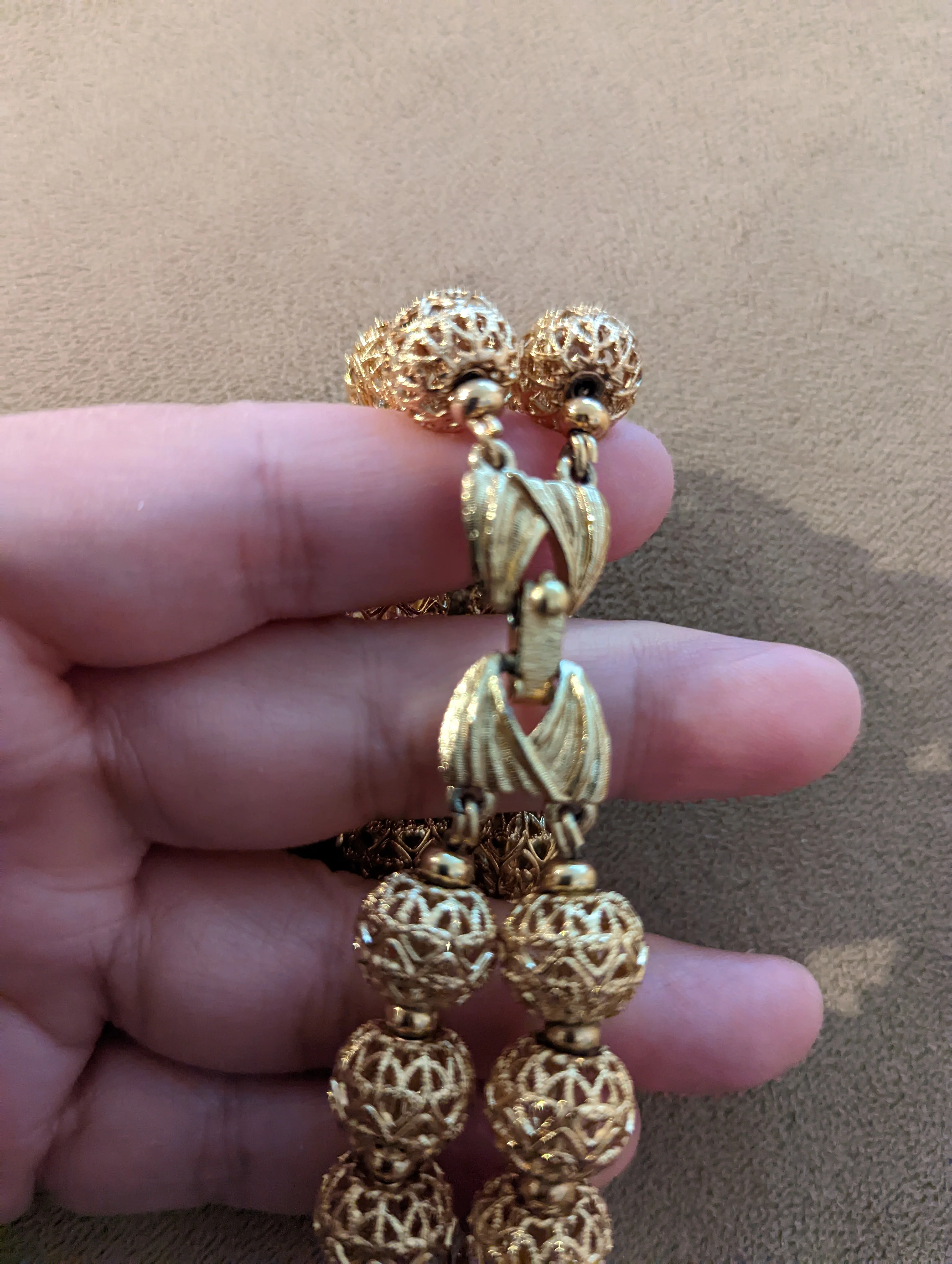 60s Golden Decorative Beaded Bracelet By Monet - Image 6