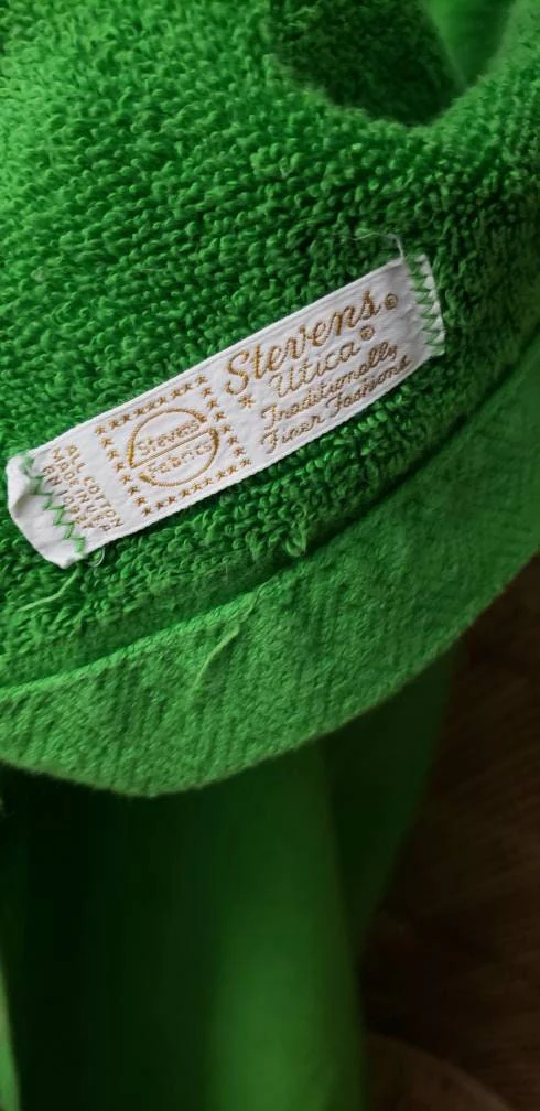 60s Green Bath Towel with Crewel Blue Flower by Stevens Utica by Stevens Utica - Image 8