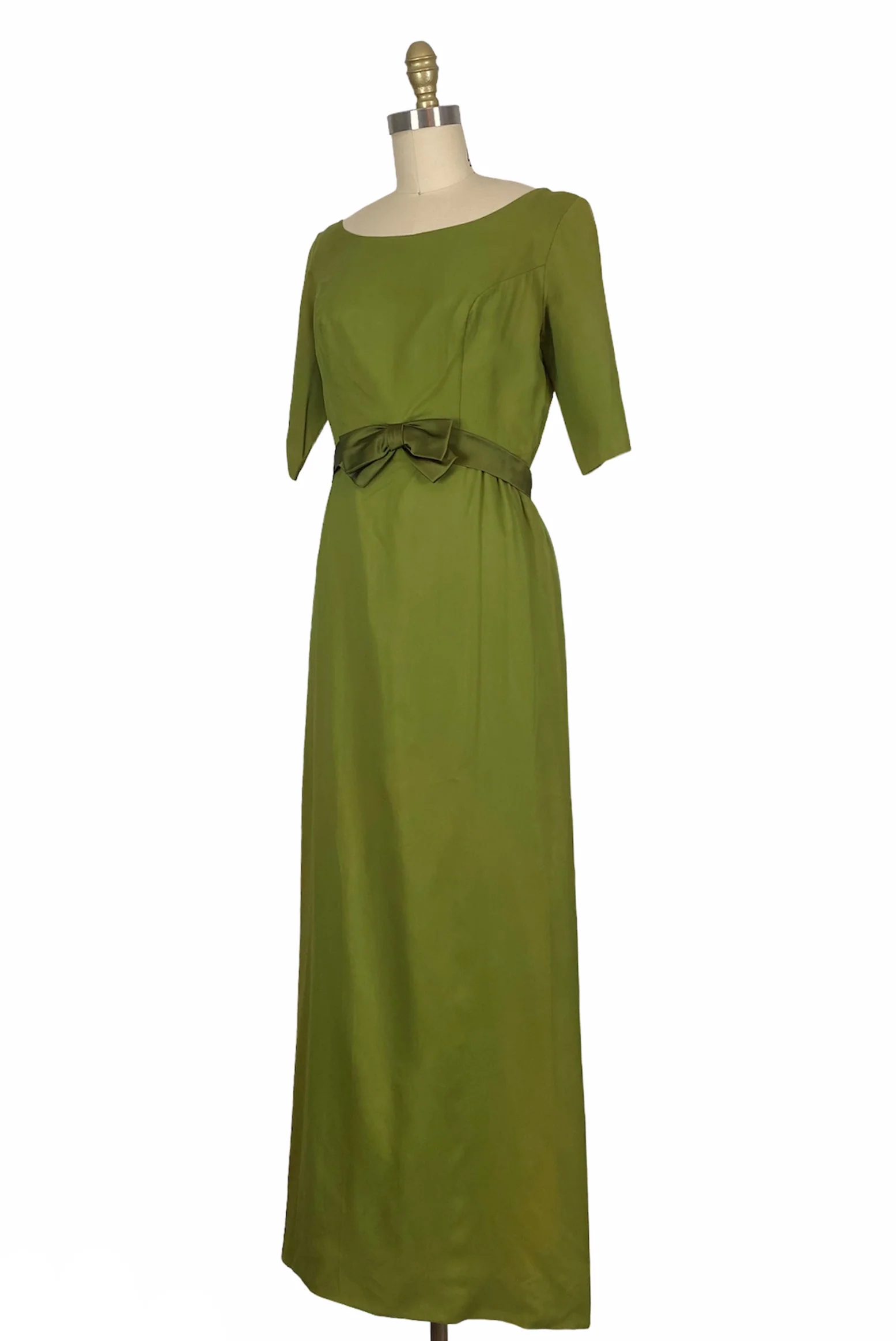 60s Green Chiffon Gown - Image 4
