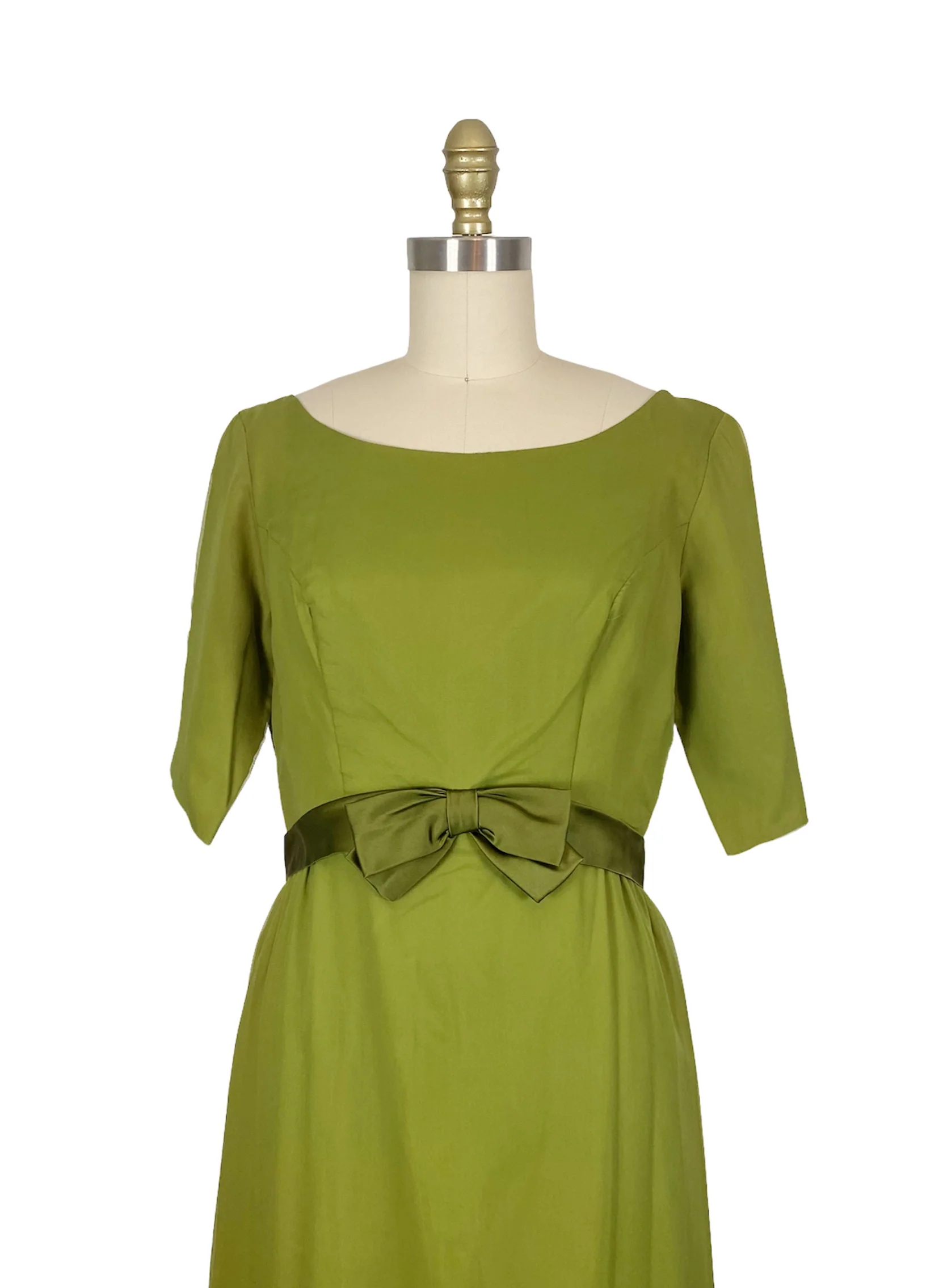 60s Green Chiffon Gown - Image 6