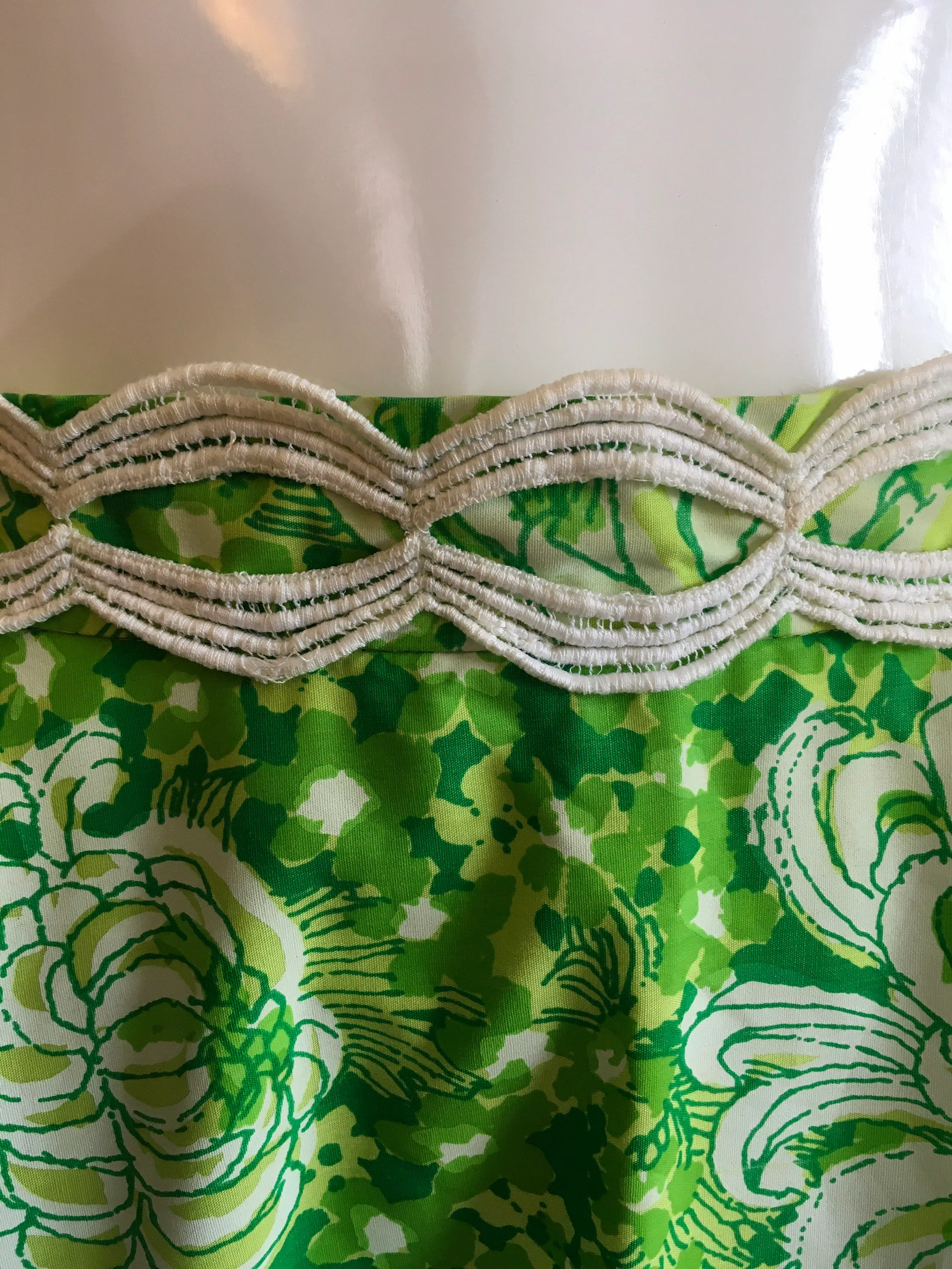60's Green Chrysanthemum Maxi Skirt with Lace Trim by Lilly Pulitzer - Image 5