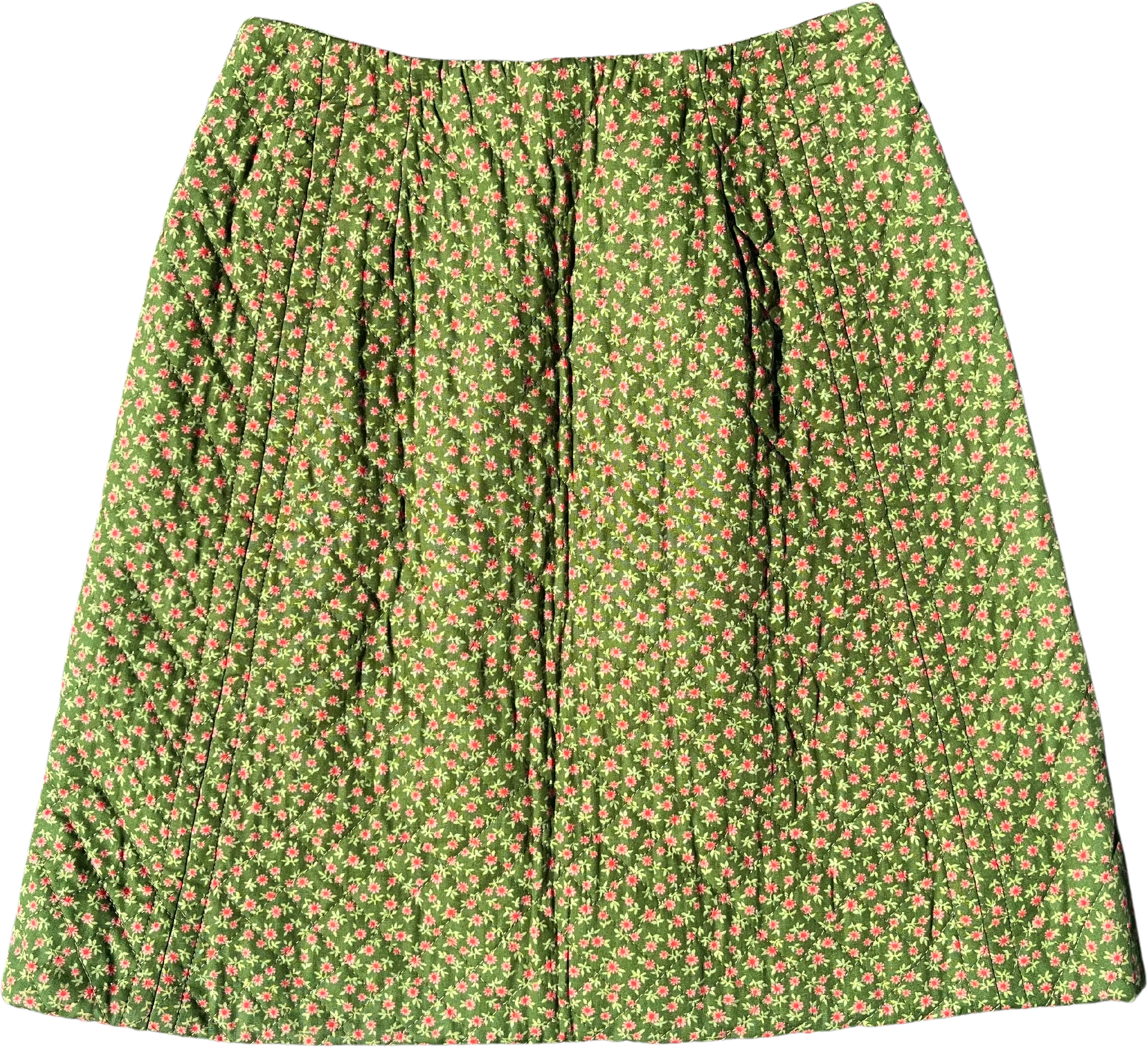 60s Green Floral Quilted Mod Mini Skirt By The Villager
