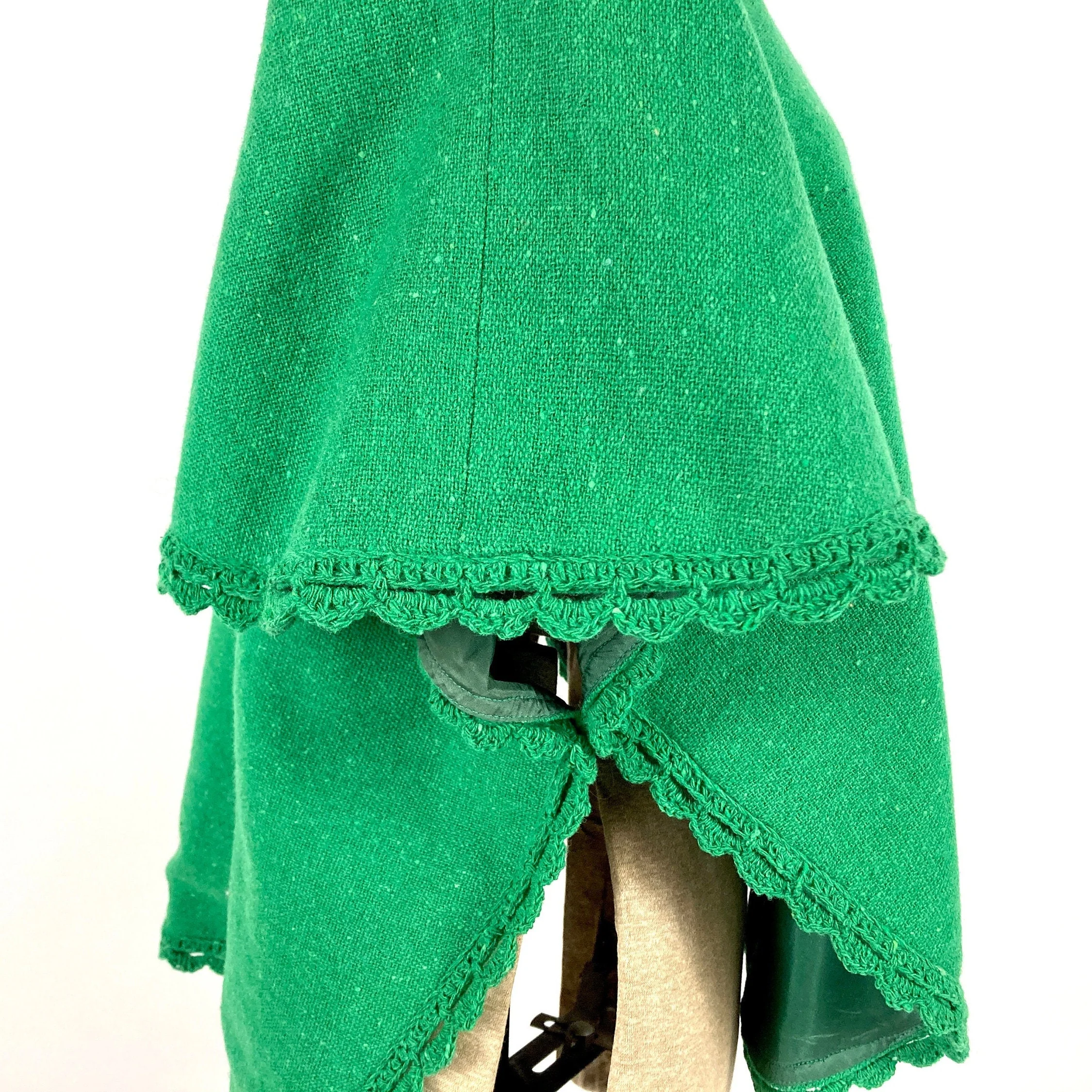 60s Green Tweed Bolero Jacket Crochet Knit Cape Academia Vintage Dress Cropped Shawl Cropped Boxy Minimalist Classic - Image 7