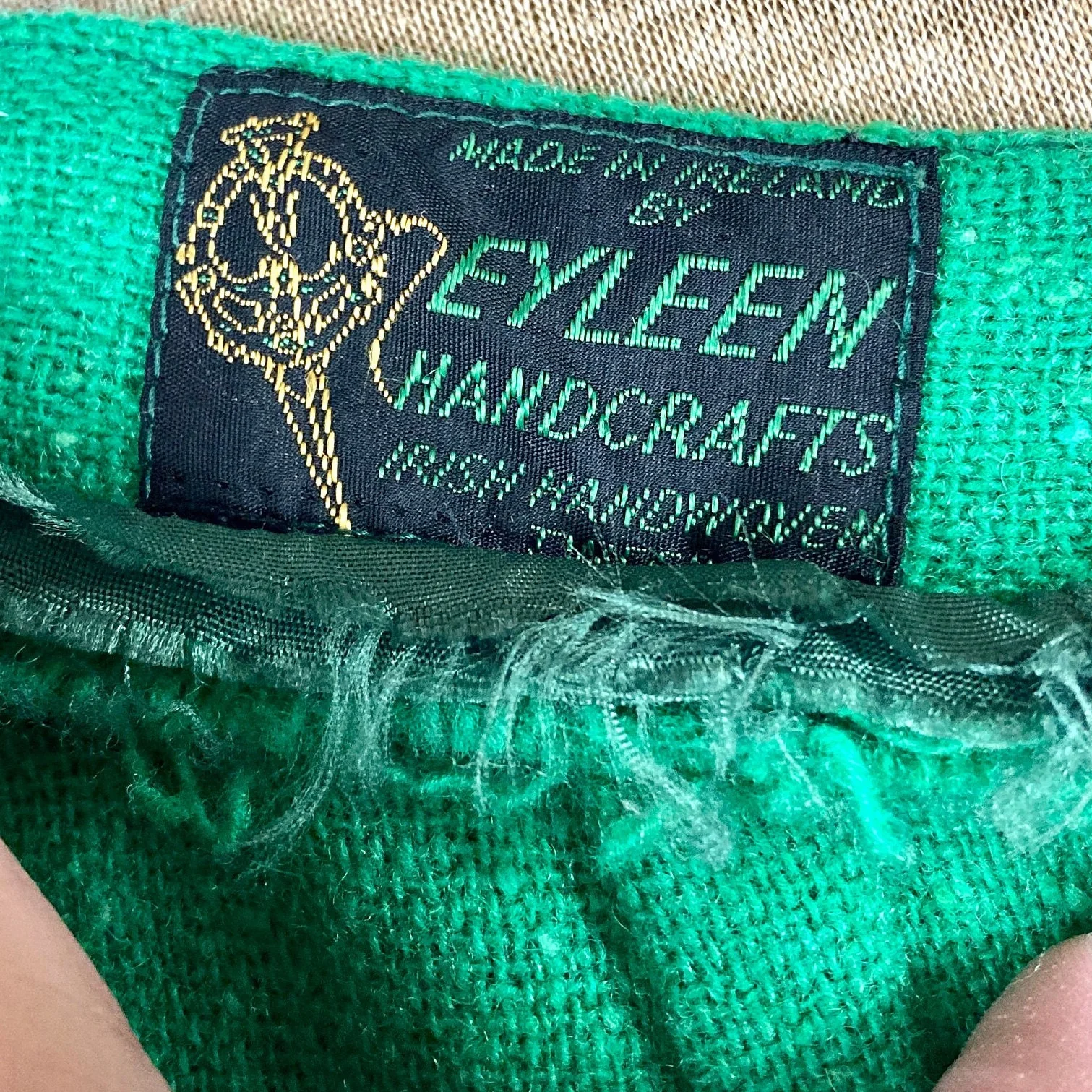 60s Green Tweed Skirt Crochet Knit Academia Vintage Dress Skirt by Eyleen Handcrafts - Image 5