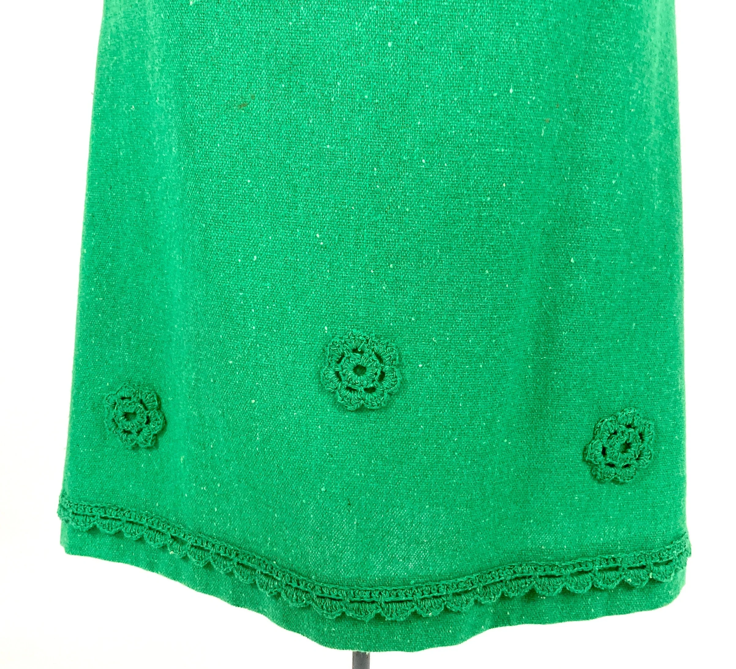 60s Green Tweed Skirt Crochet Knit Academia Vintage Dress Skirt by Eyleen Handcrafts - Image 7