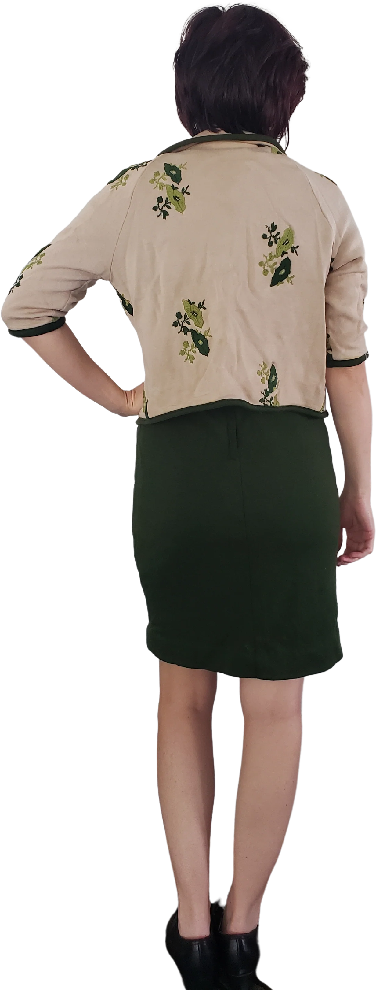 60s Green Worsted Wool Dress With Jacket By Marie Phillips - Image 2