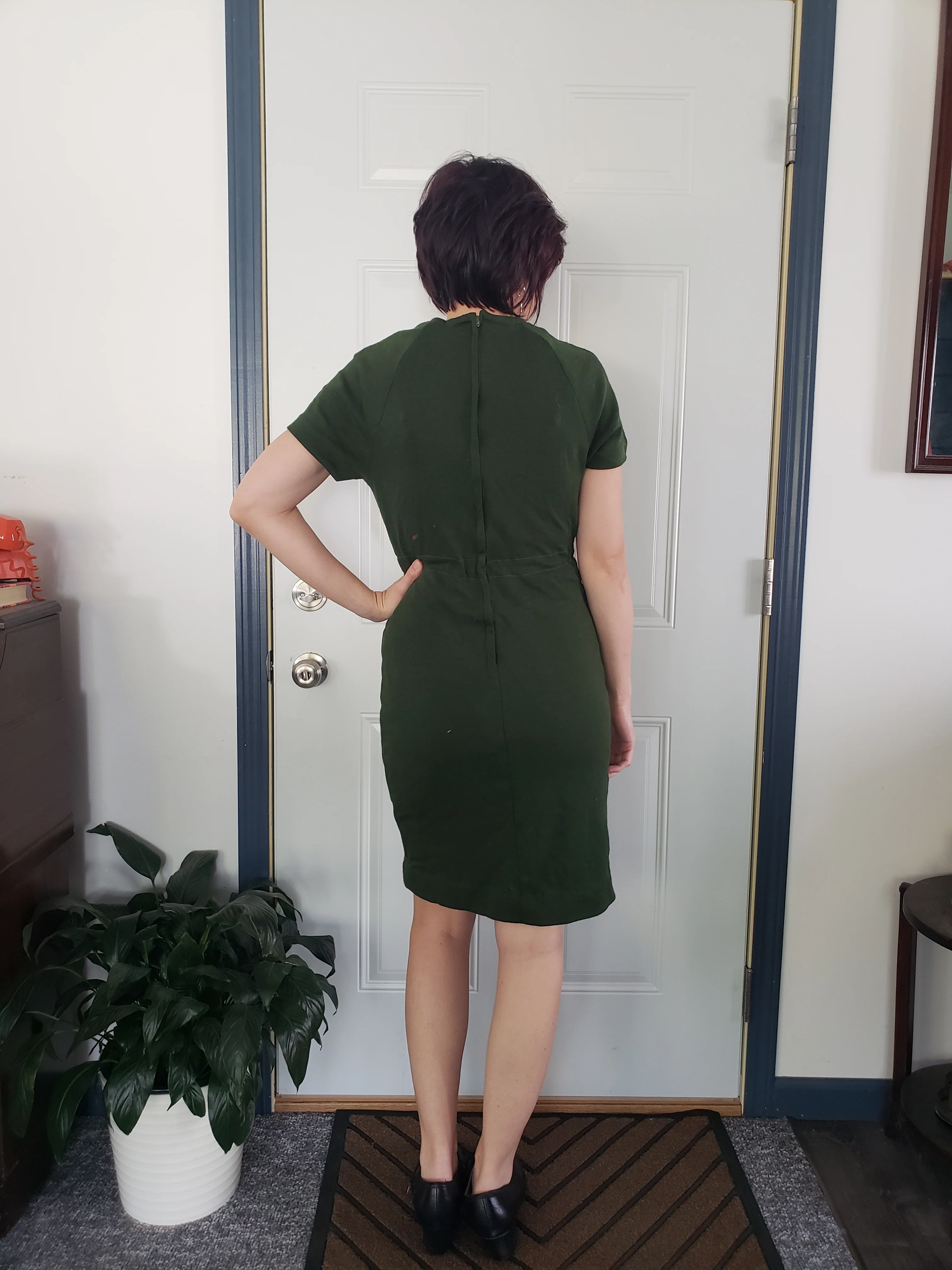 60s Green Worsted Wool Dress With Jacket By Marie Phillips - Image 4