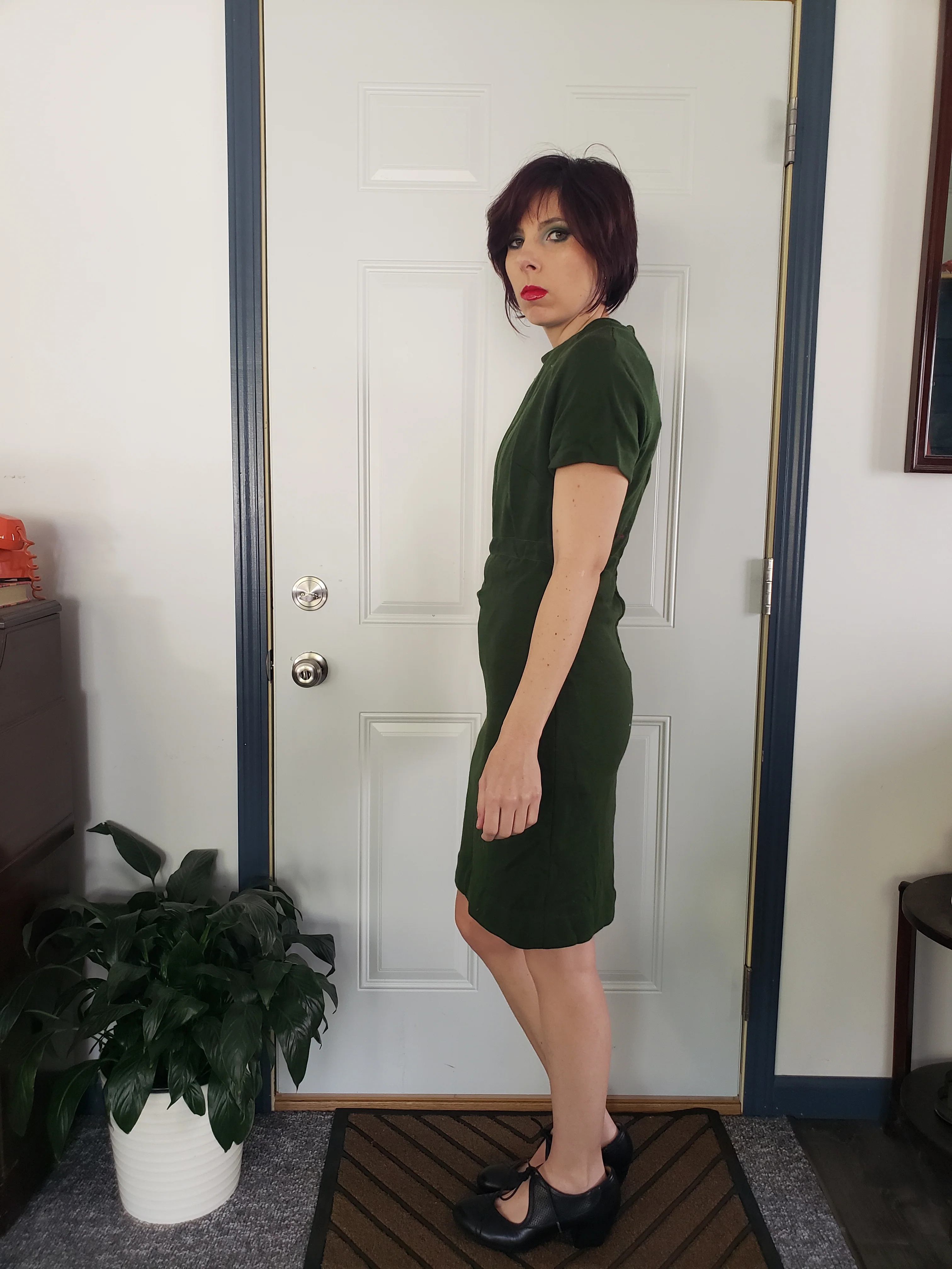 60s Green Worsted Wool Dress With Jacket By Marie Phillips - Image 5