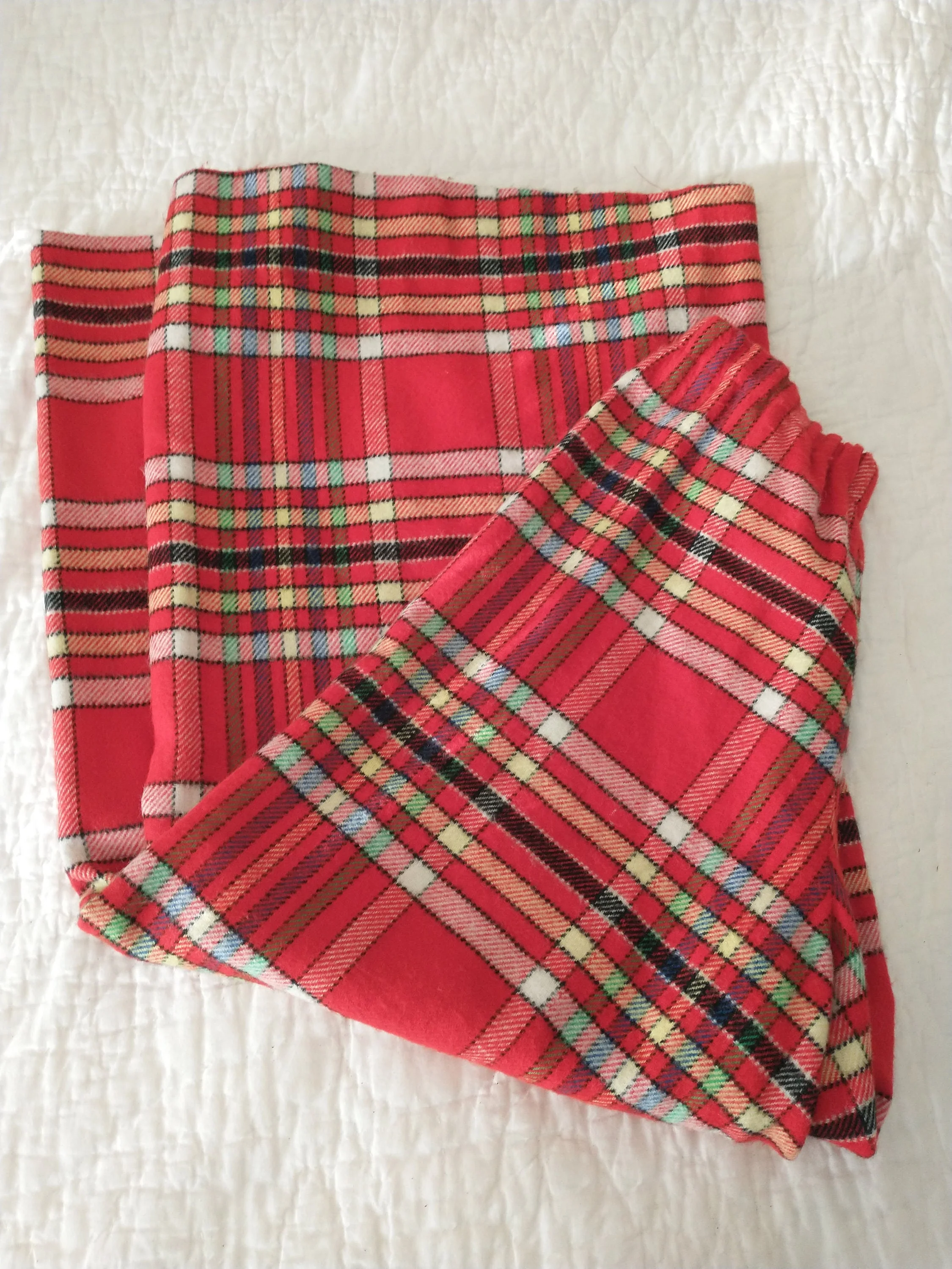 60s Groovy Super Wide Palazzo Red Plaid Pants Handmade Retro Women's Medium - Image 3
