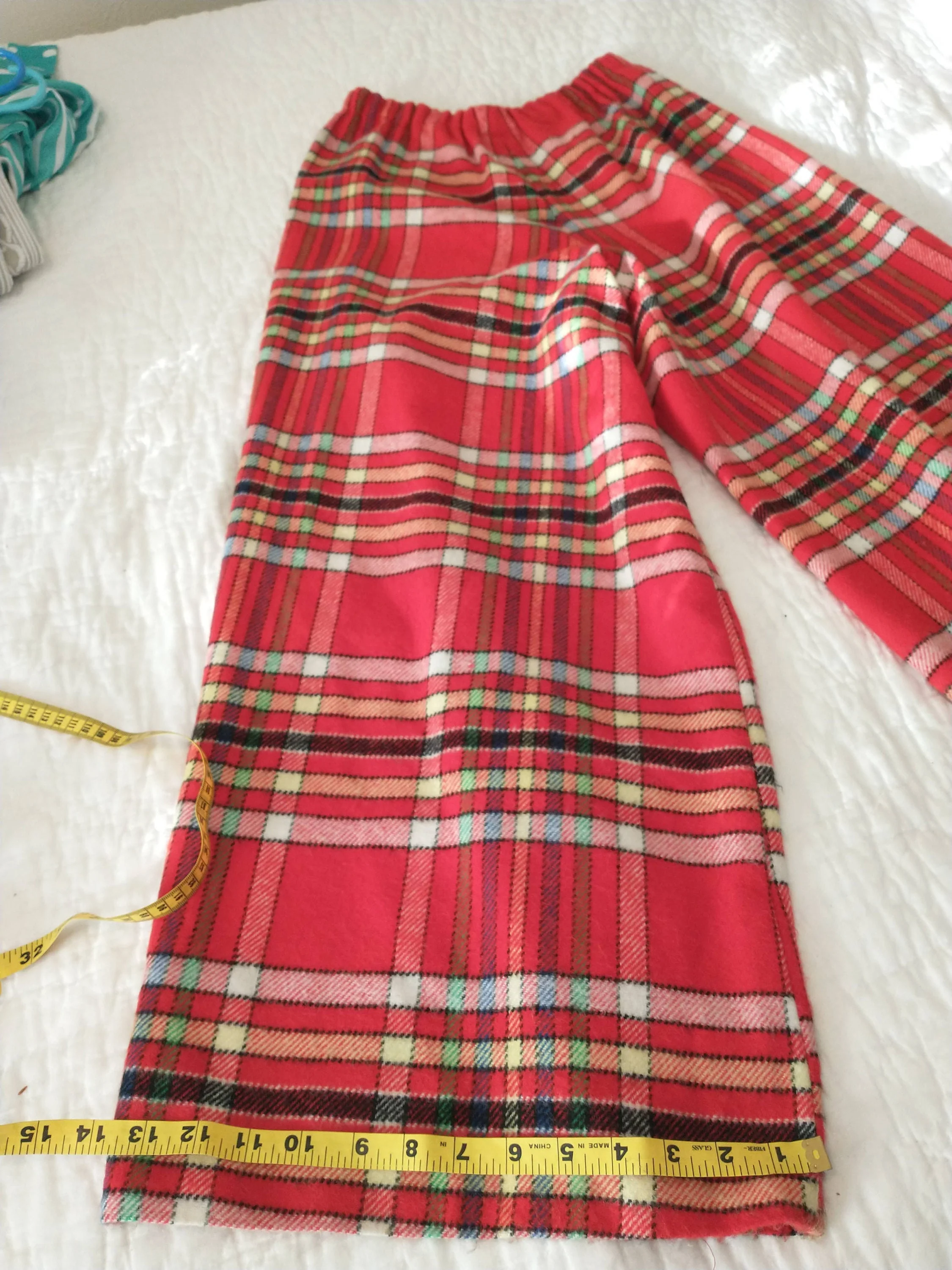60s Groovy Super Wide Palazzo Red Plaid Pants Handmade Retro Women's Medium - Image 6