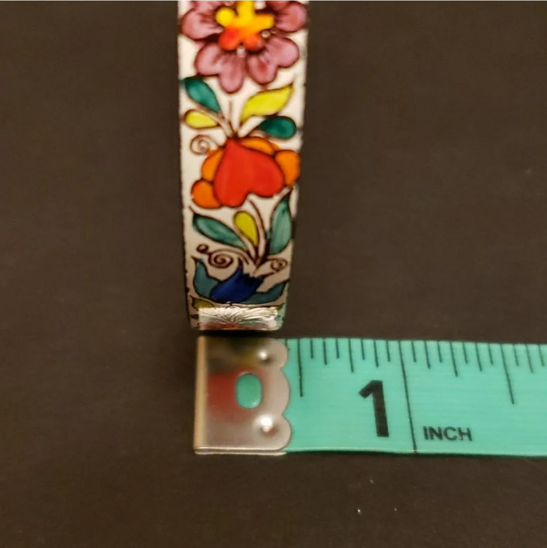 60's Hand Painted Flower Enamel Bangle Bracelet by Paul Melzer - Image 11