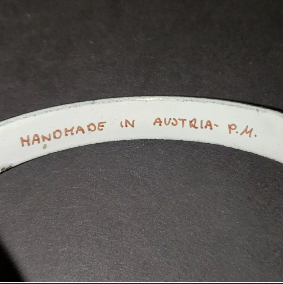 60's Hand Painted Flower Enamel Bangle Bracelet by Paul Melzer - Image 5
