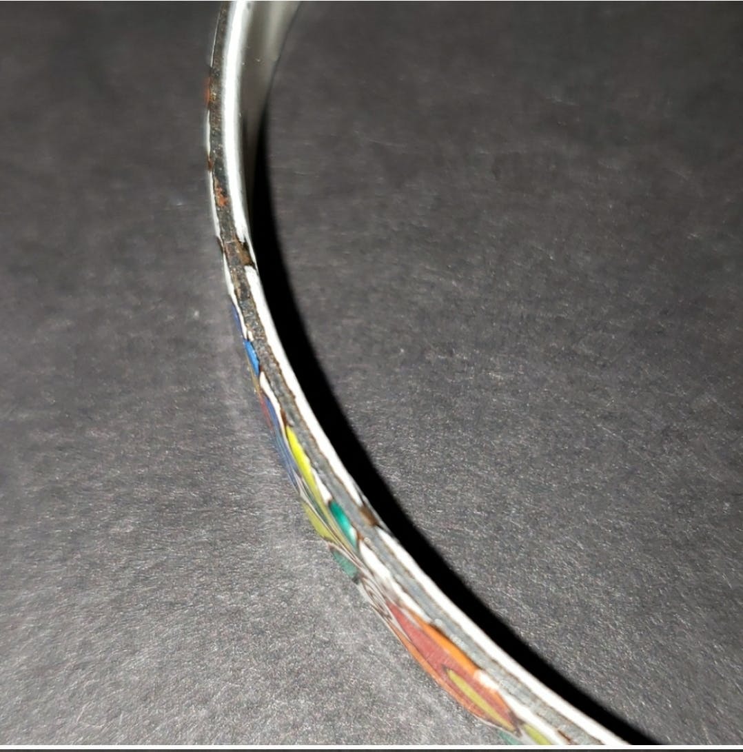 60's Hand Painted Flower Enamel Bangle Bracelet by Paul Melzer - Image 7