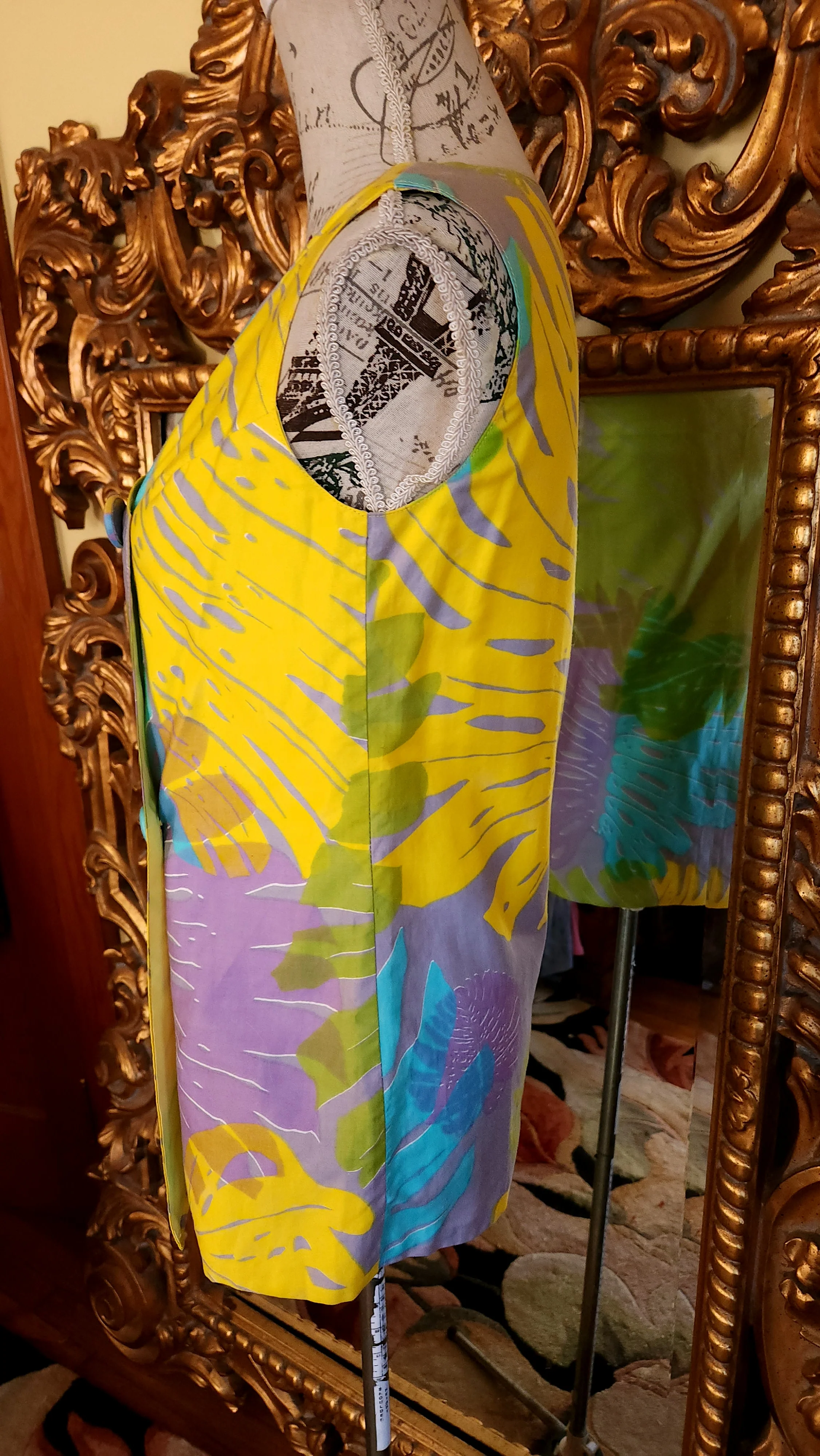 60s Hand Printed Hawaiin Double Breasted Top by  Alfred Shaheen - Image 3