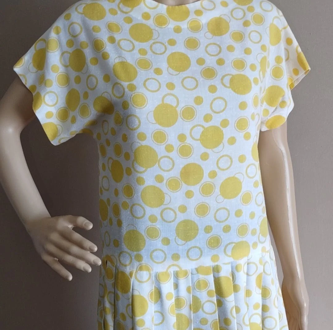 60's Handcrafted Sunshine Drop Waist Dress - Image 3