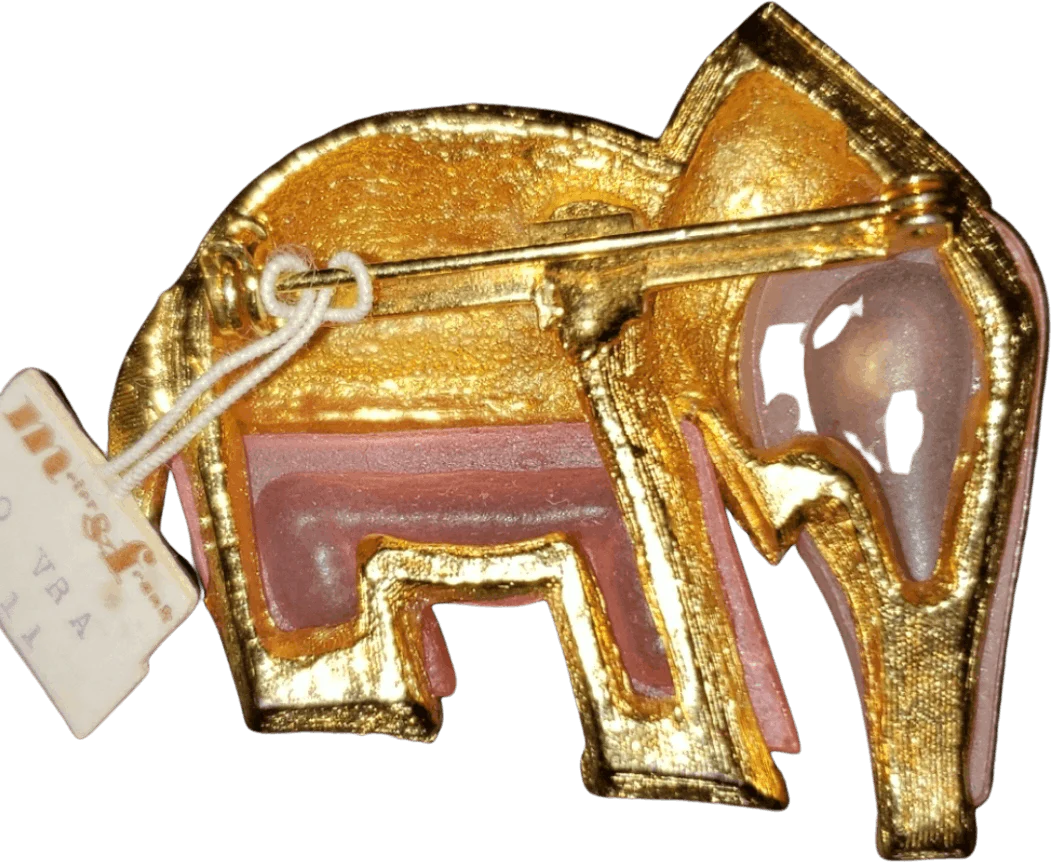 60's Pink Rhinestone Elephant Brooch by Hattie Carnegie - Image 2