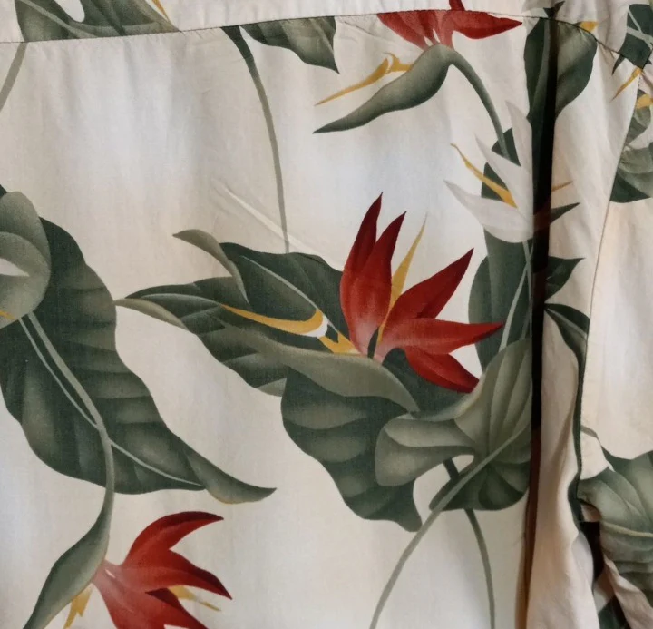 60s Hawaiian Yellow Green Maroon Floral Rayon Shirt By Iolani - Image 4
