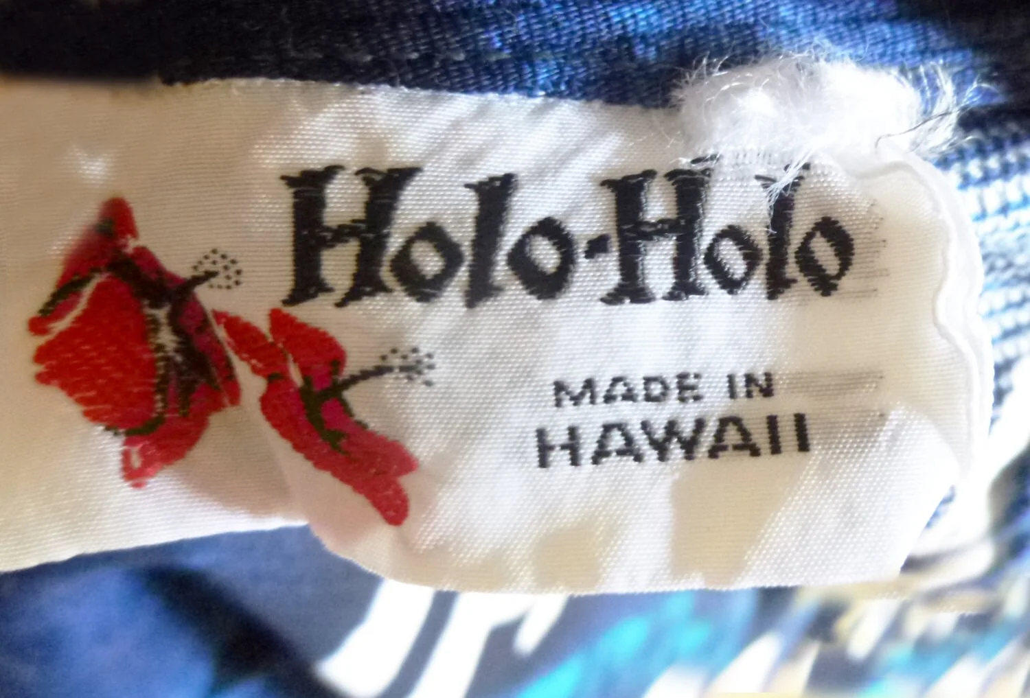 60s Holo Holo Hawaiian Empire Waist Maxi Dress Blue Cotton Made In Hawaii Maxi Dress - Image 4