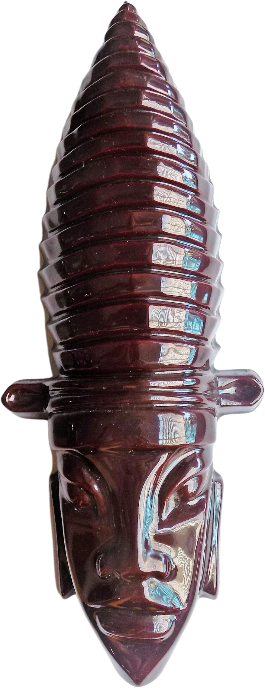 60s Home Made Ceramic Head Dark Brown 1961 Mint 12. 5" X 5" X2" Mcm Mid Century Wall Decor