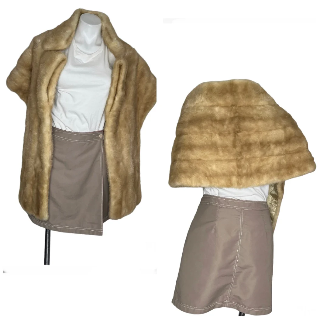 60s Honey Mink Fur Stole Pale Brown One Size By Shuchat - Image 8