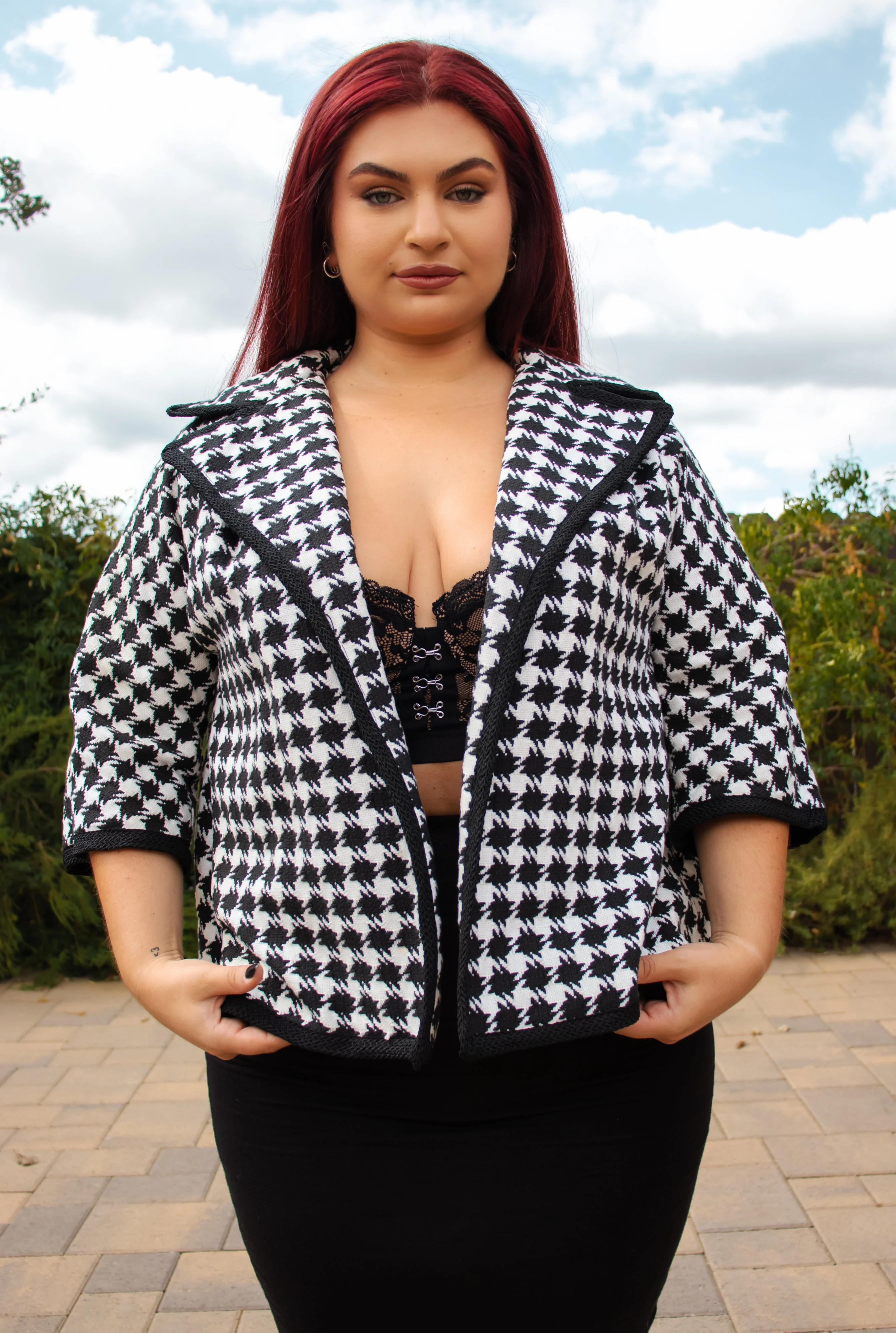 60s Houndstooth Short Jacket L/xl by Claralura - Image 3