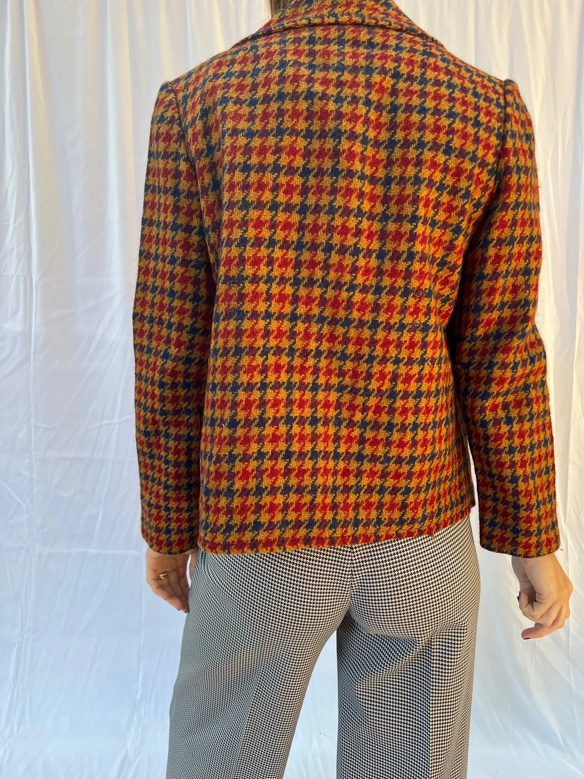 60s Houndstooth Tweed Shirt Jacket - Image 4