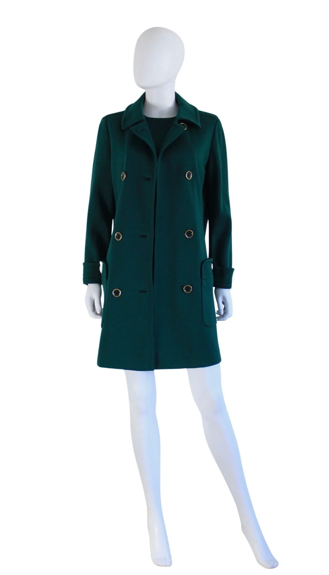 60s Hunter Green Scooter Dress and Matching Jacket by Kimberly Knitwear - Image 4